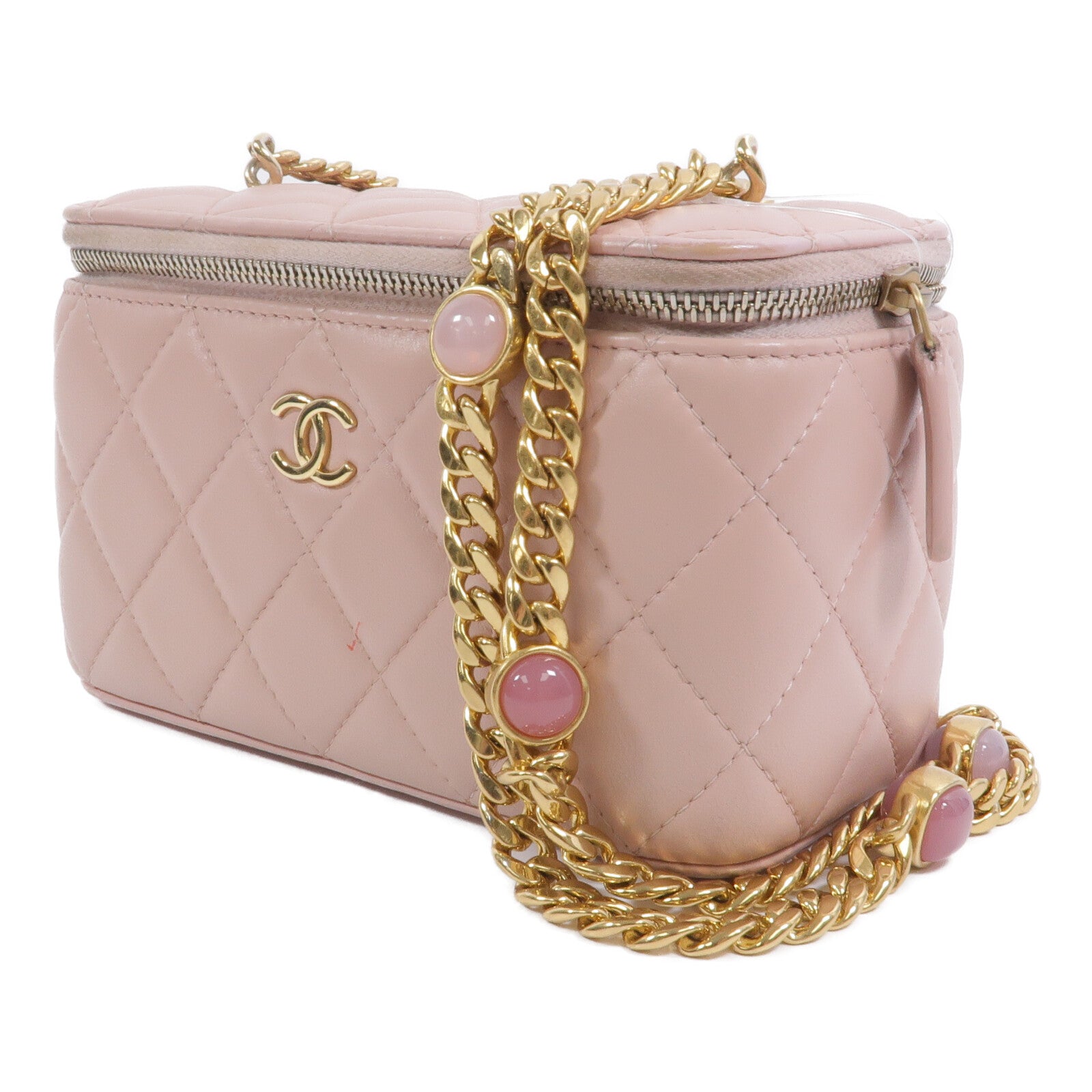 CHANEL 羊皮皮革Vanity Case鏈帶肩背袋