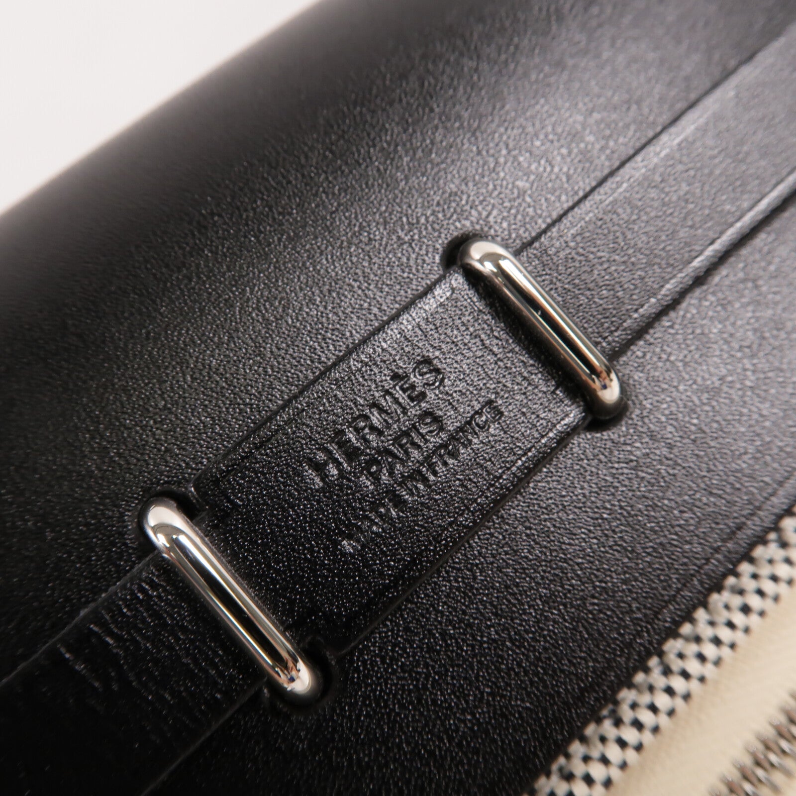 HERMES 帆布/皮革Mini Herbag肩背袋Noir