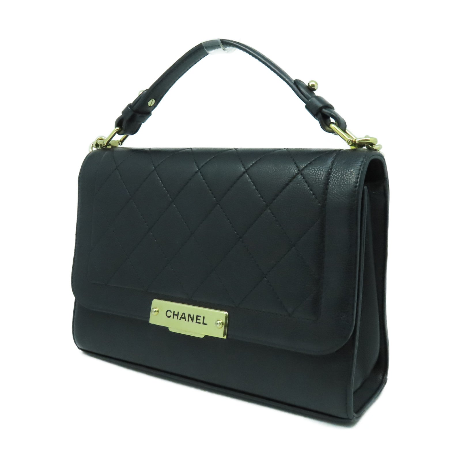 CHANEL 【激減優惠】菱格牛皮皮革Chain Shoulder Bag金扣手挽肩背兩用袋黑色
