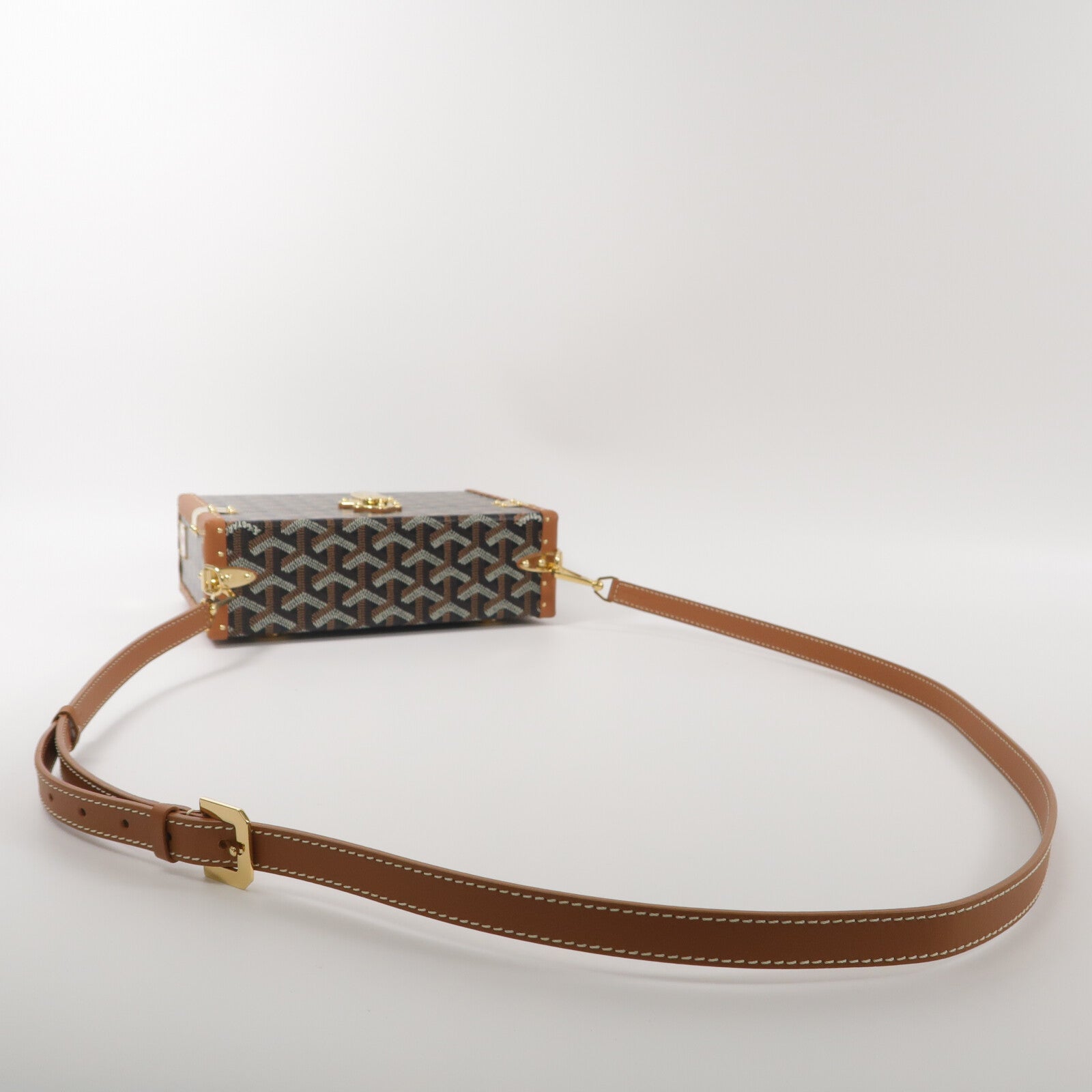 GOYARD 塗層帆布/牛皮皮革Sac Malle Cassette PM肩背袋