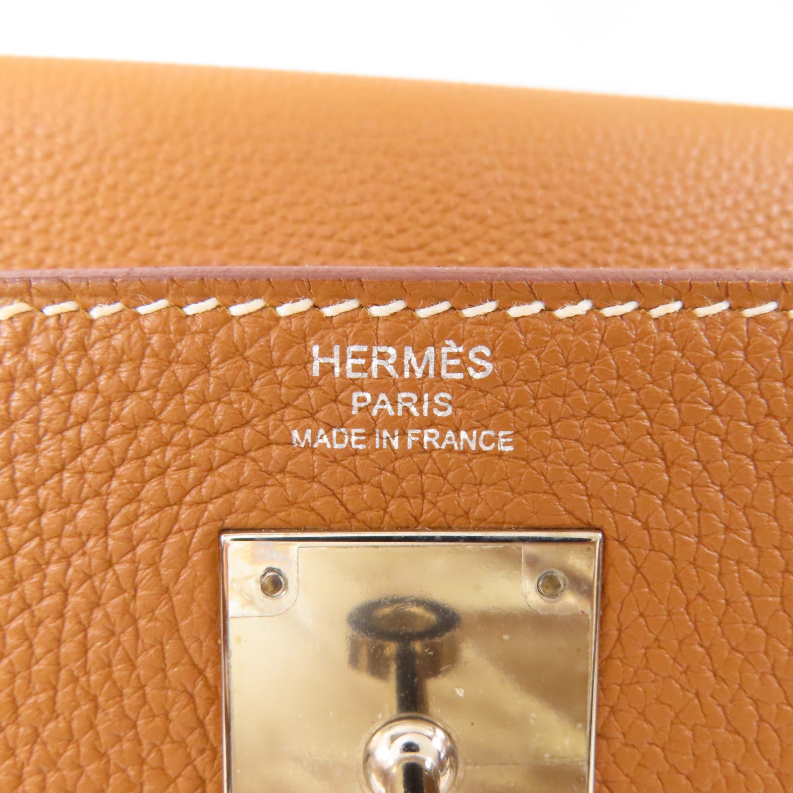 HERMES Togo皮革Kelly 28銀扣手挽肩背兩用袋Gold