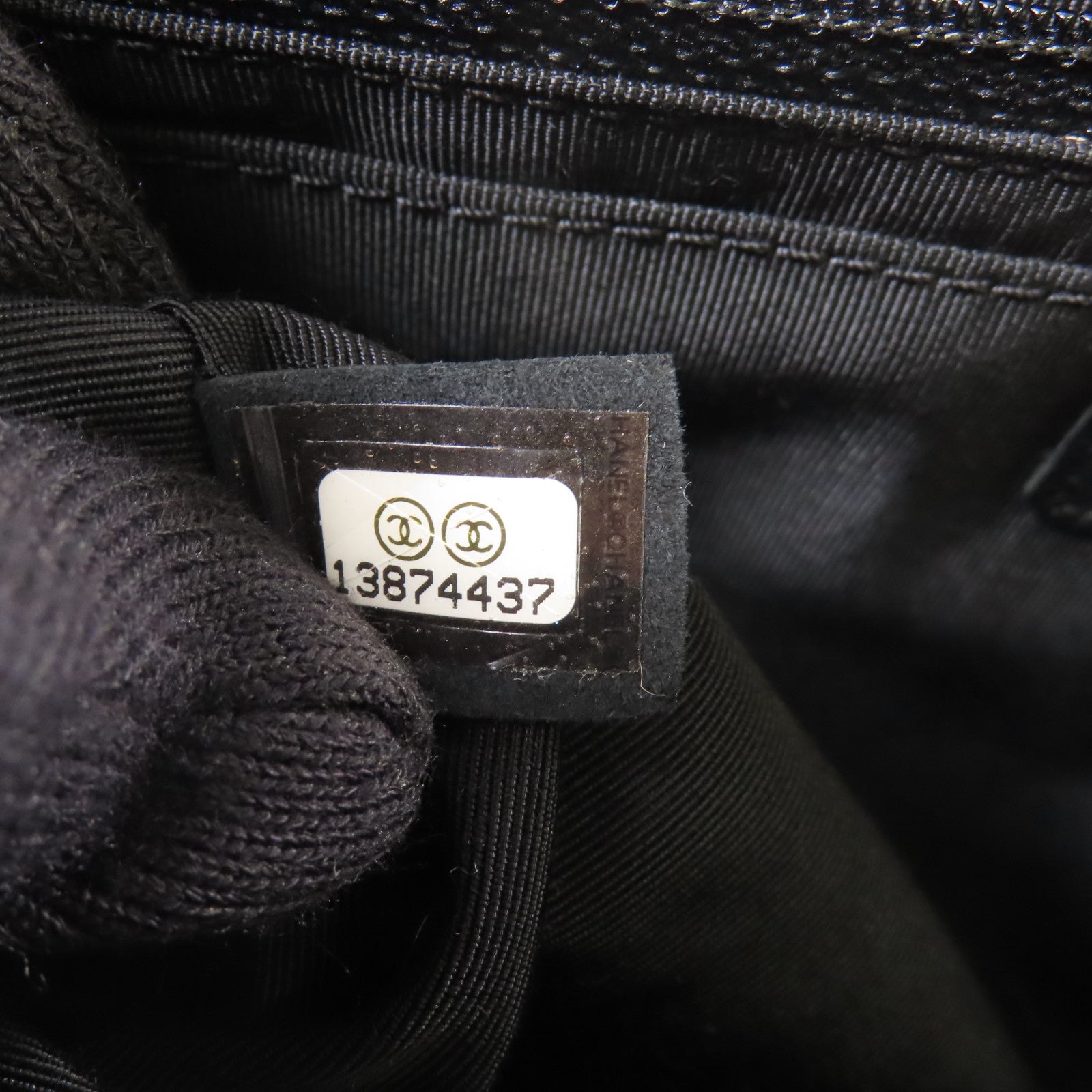 CHANEL 帆布Chain Shoulder銀扣鏈帶肩背袋