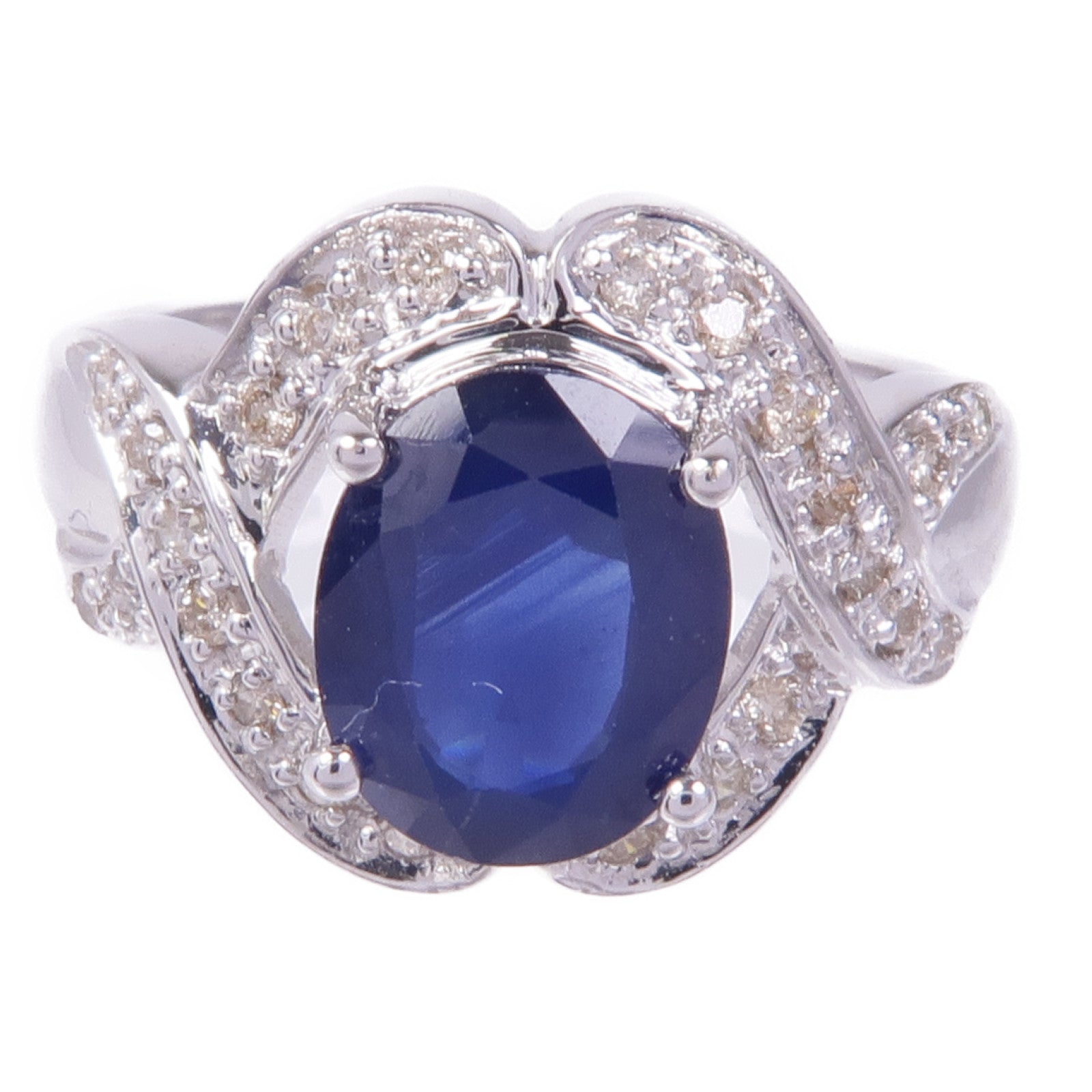 JEWELRY 18K白金Sapphire Diamond Ring藍寶石/鑽石戒指US#6.25