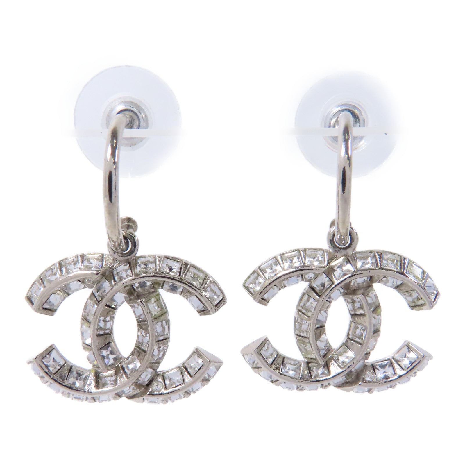 CHANEL 金屬/水晶Earrings耳環銀色