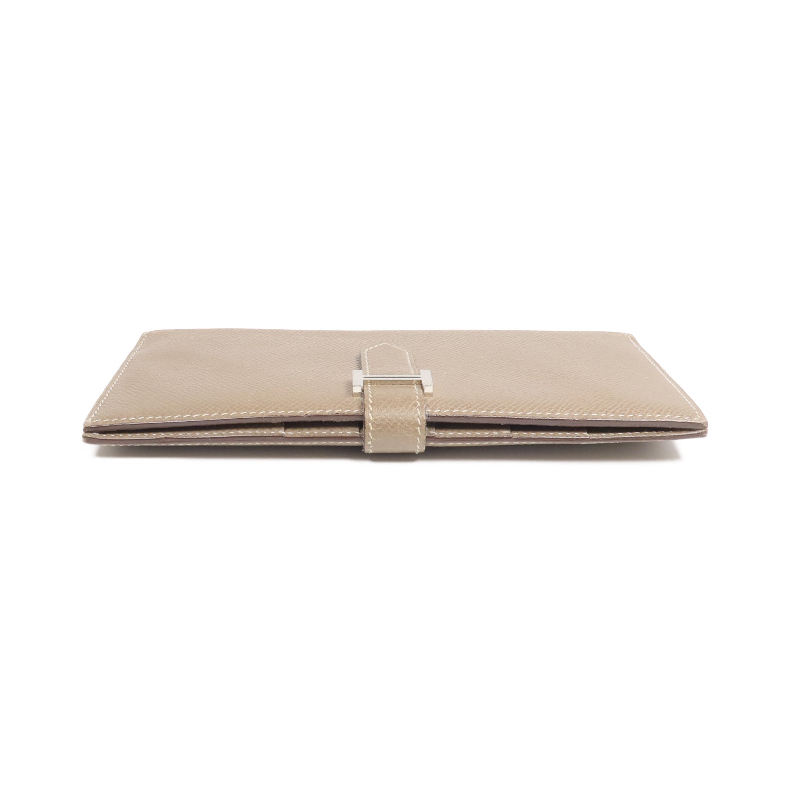 HERMES 【激減優惠】Epsom皮革Bearn Long Wallet銀扣長錢包Etoupe