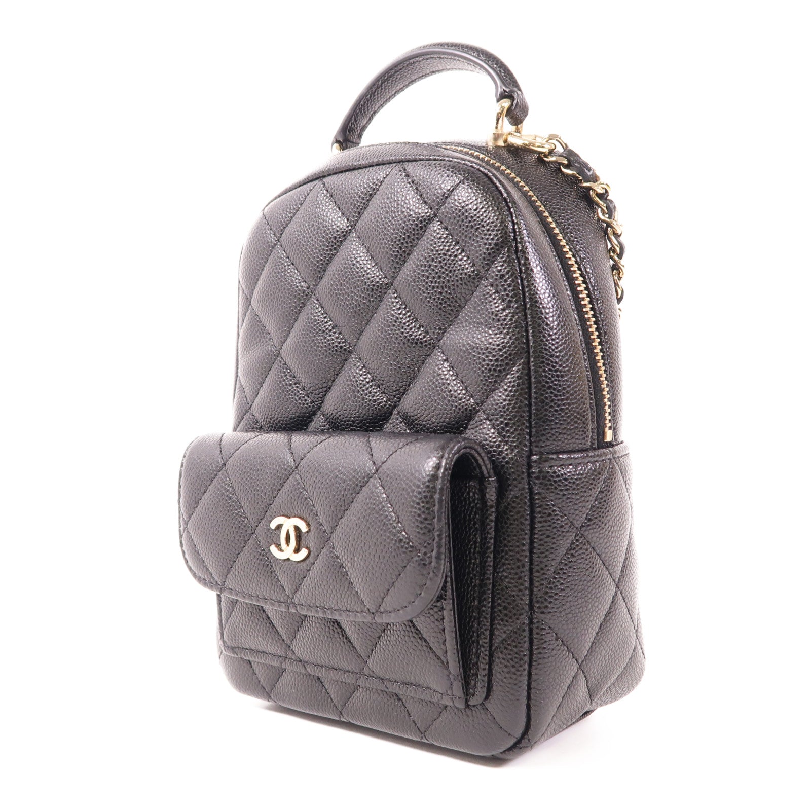 CHANEL 牛皮皮革Backpack金扣背包
