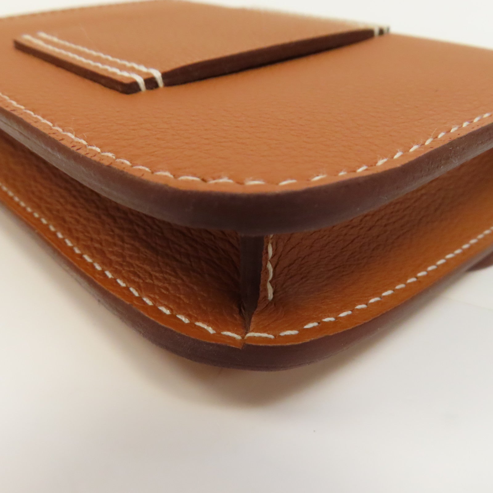 HERMES Evercolor皮革Constance Slim銀扣錢包啡色