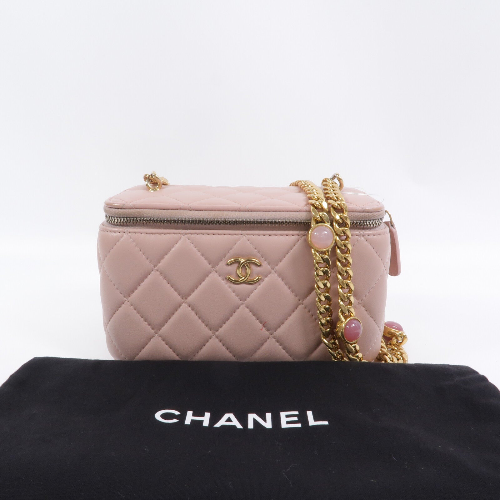 CHANEL 羊皮皮革Vanity Case鏈帶肩背袋
