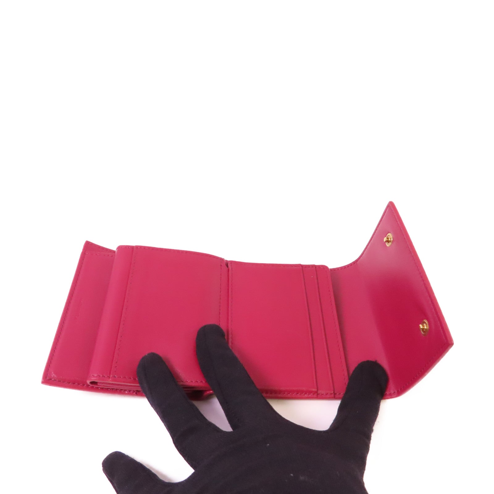 CELINE 【激減優惠】牛皮皮革Short Wallet短錢包酒紅色