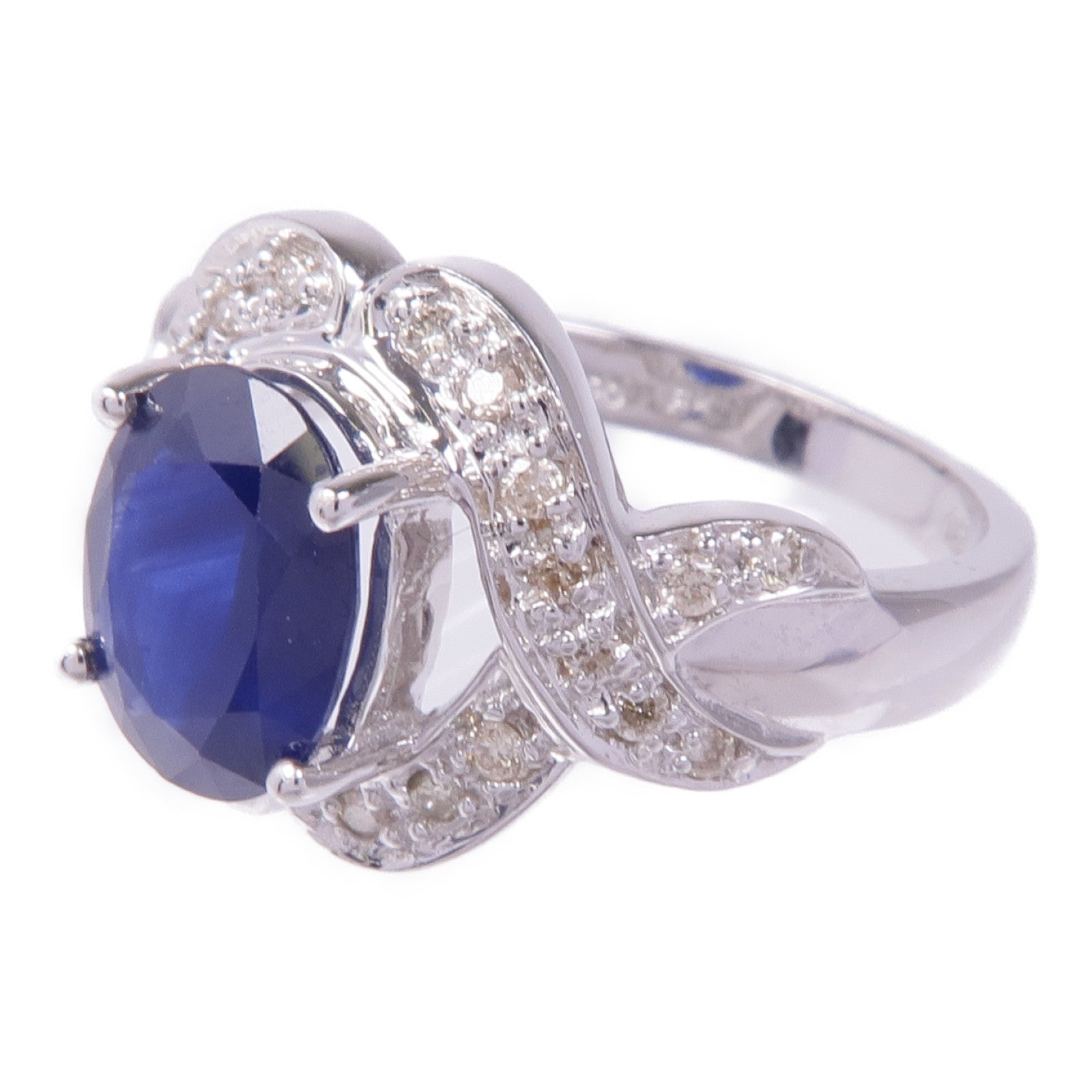 JEWELRY 18K白金Sapphire Diamond Ring藍寶石/鑽石戒指US#6.25