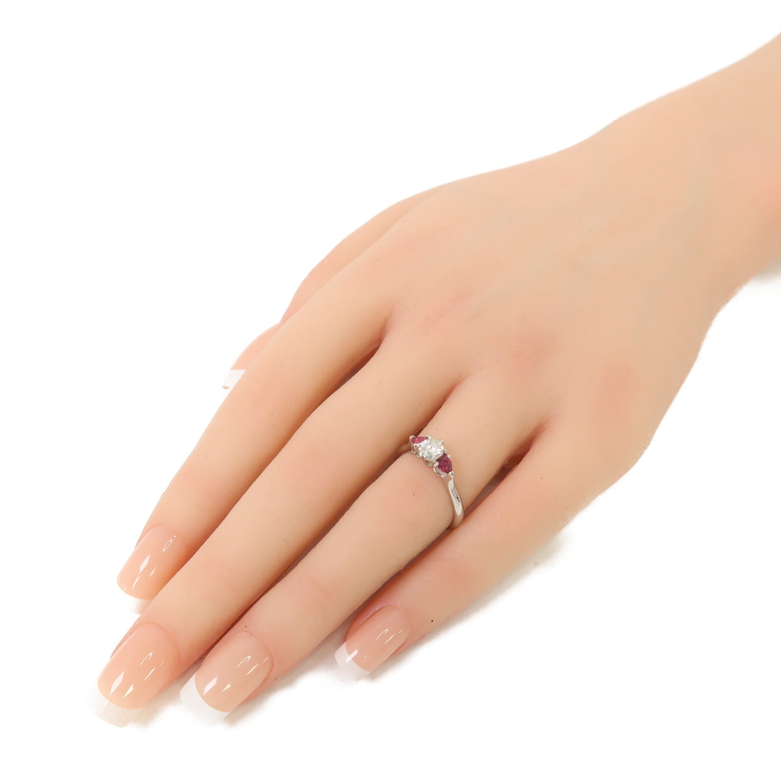 JEWELRY 【激減優惠】PT900鉑金Ruby Diamond Ring 0.35ct紅寶石/0.363ct鑽石戒指US#6