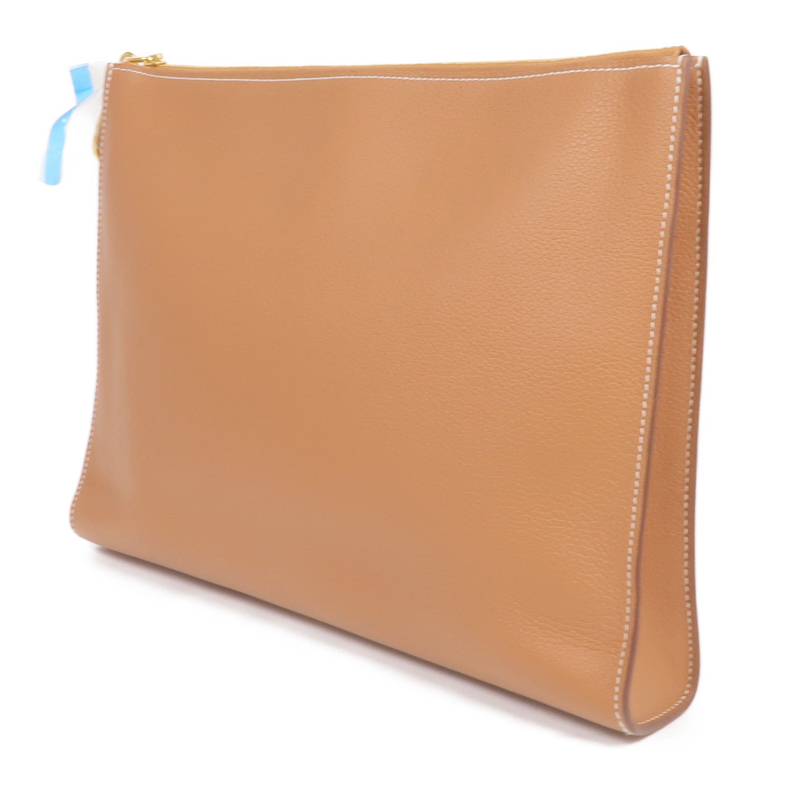 HERMES Evercolor皮革Zipengo GM金扣手拿包Gold