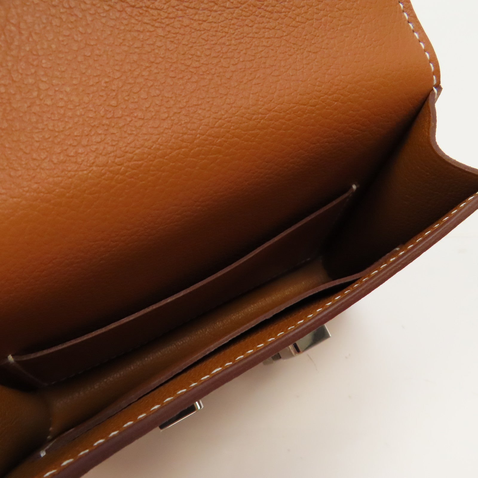 HERMES Evercolor皮革Constance Slim銀扣錢包啡色