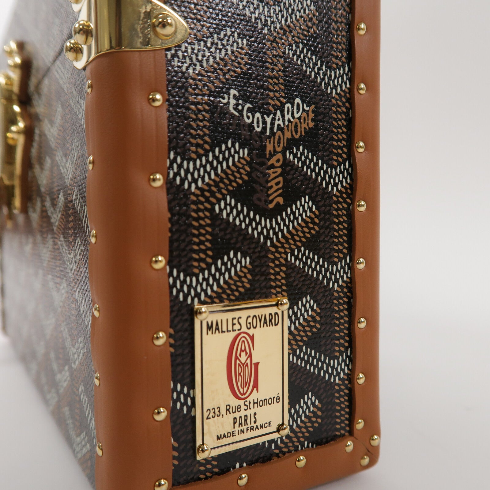 GOYARD 塗層帆布/牛皮皮革Sac Malle Cassette PM肩背袋