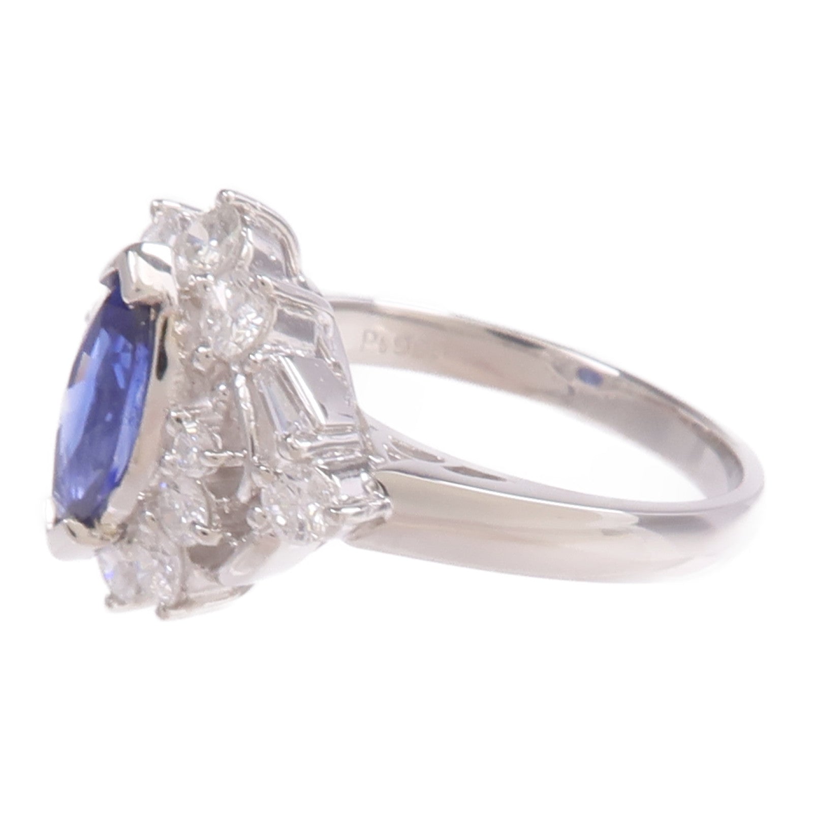 JEWELRY PT900鉑金Sapphire Diamond Ring藍寶石/鑽石戒指US#6.5