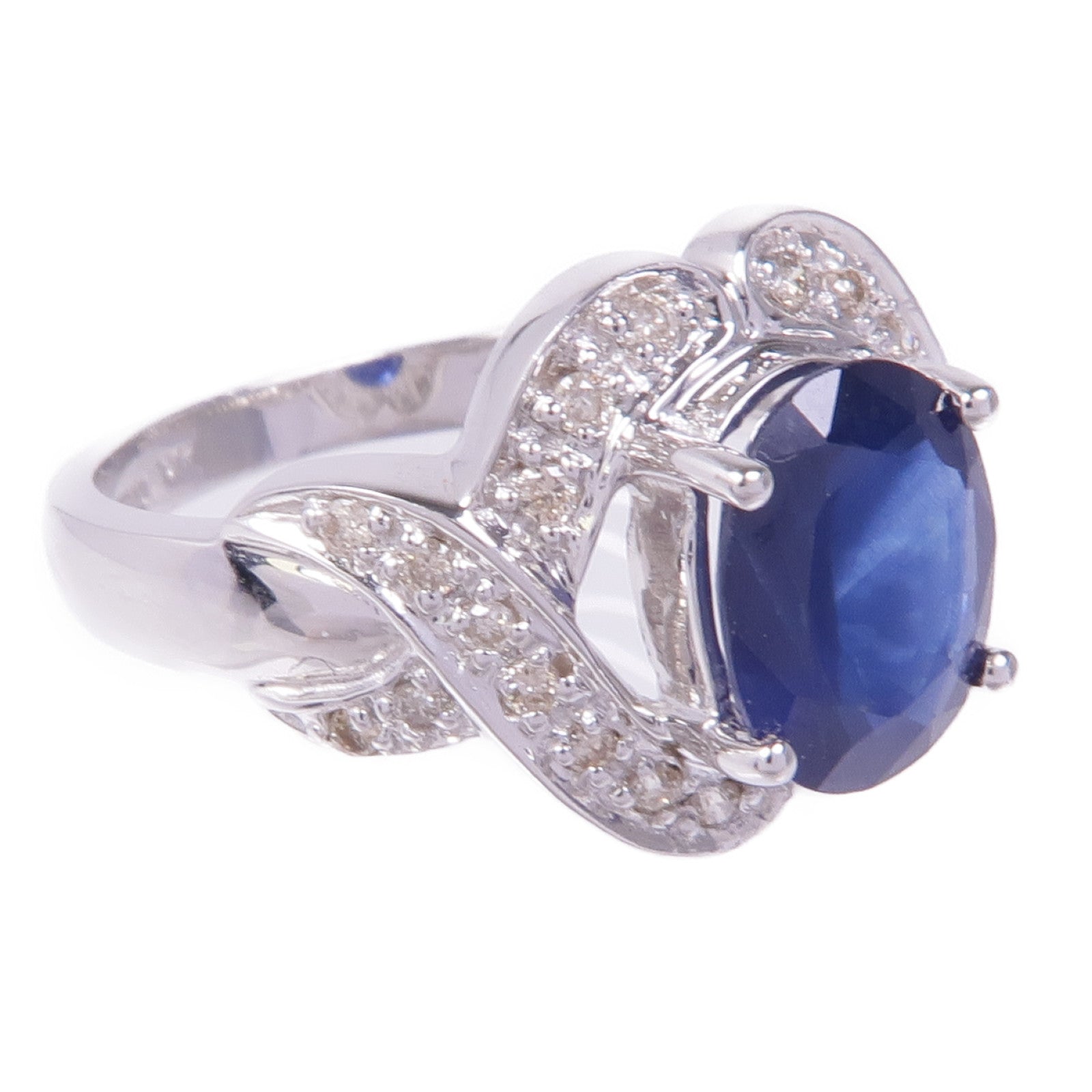 JEWELRY 18K白金Sapphire Diamond Ring藍寶石/鑽石戒指US#6.25