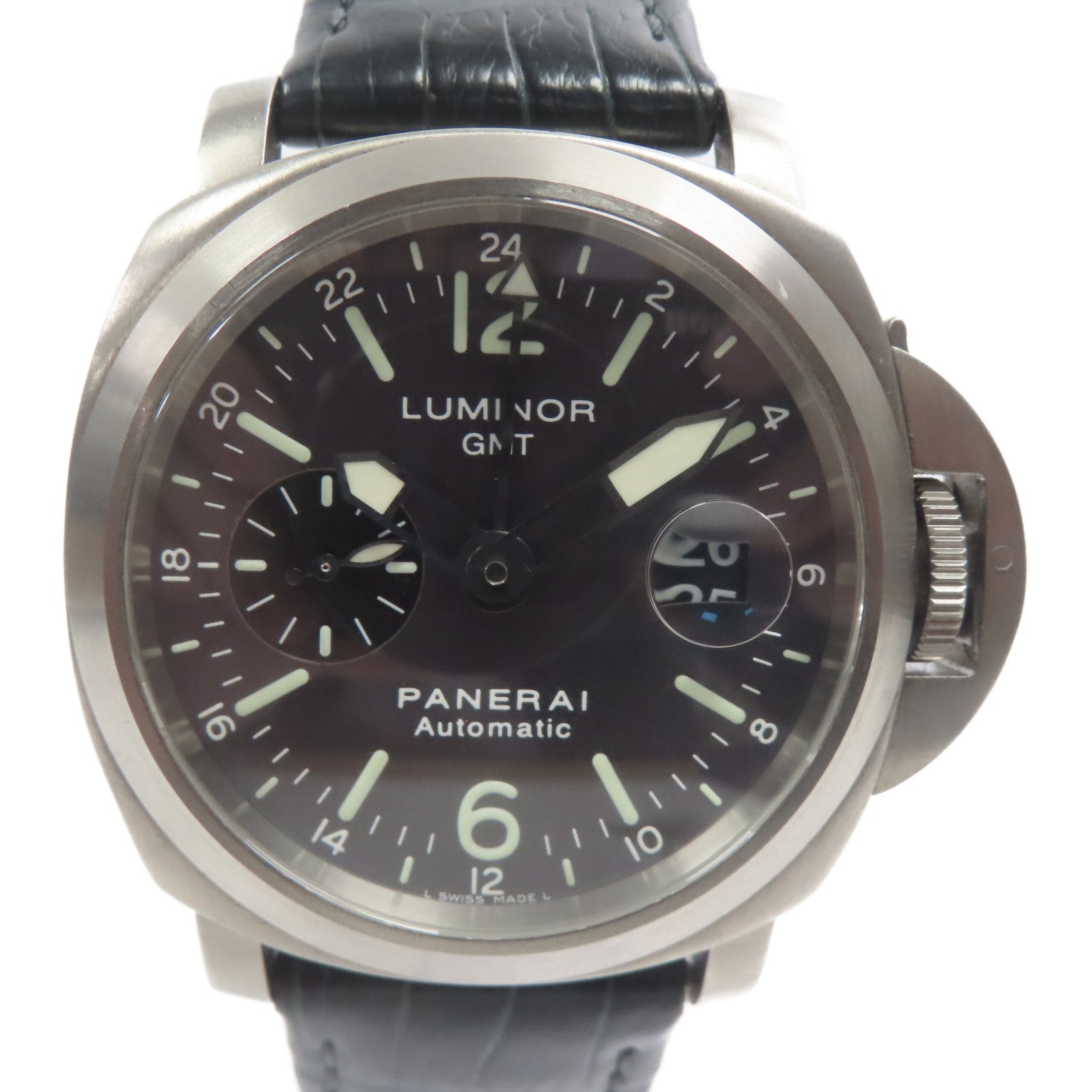 PANERAI Luminor GMT 44mm鈦/皮革帶手錶自動機芯黑色