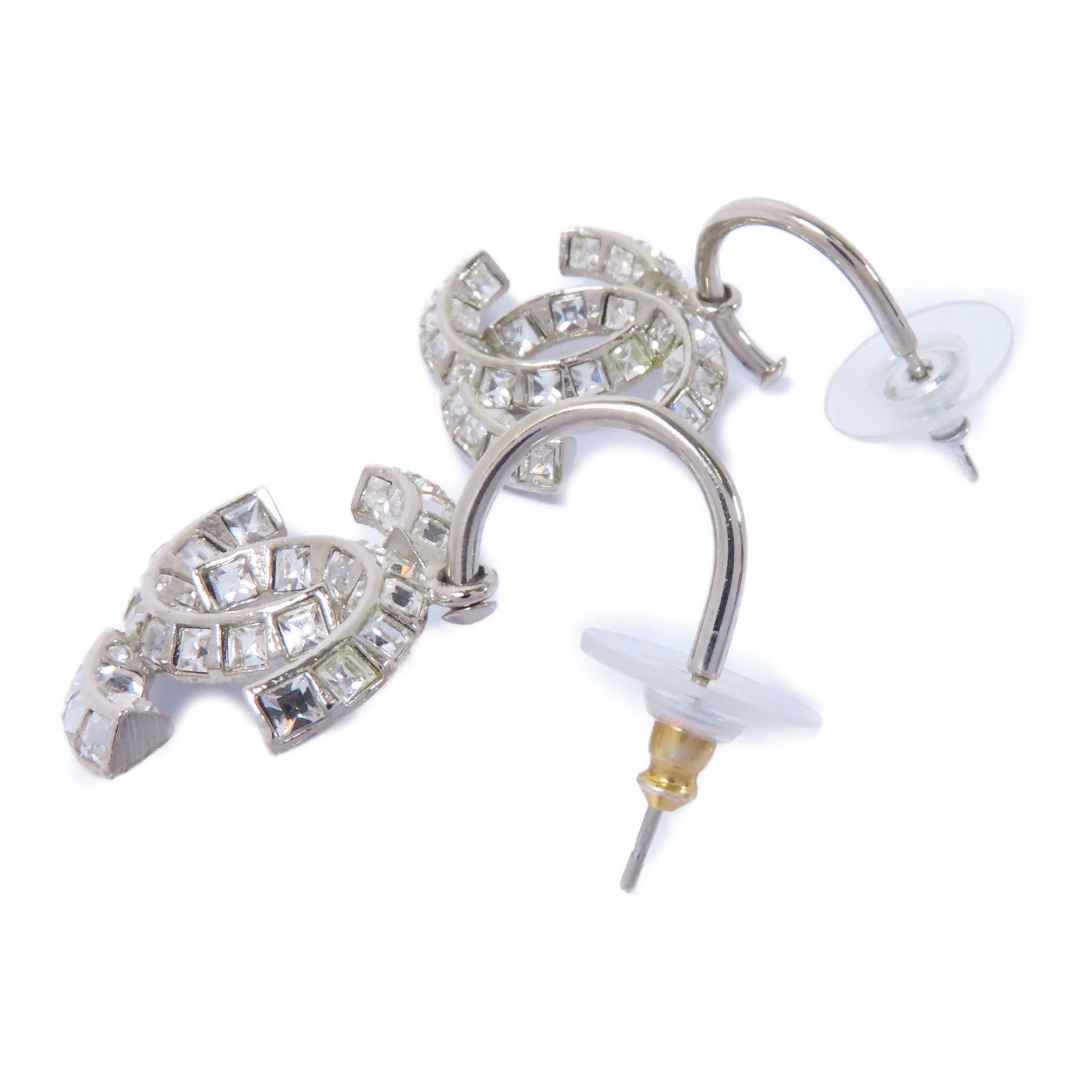 CHANEL 金屬/水晶Earrings耳環銀色