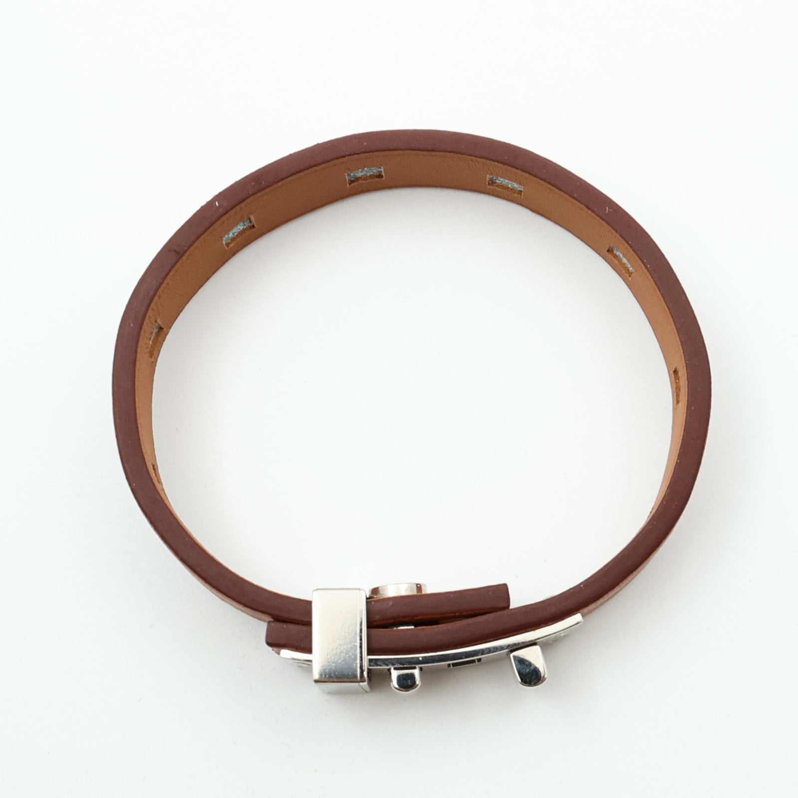 HERMES Swift皮革Mini Dog Bracelet銀扣手鏈