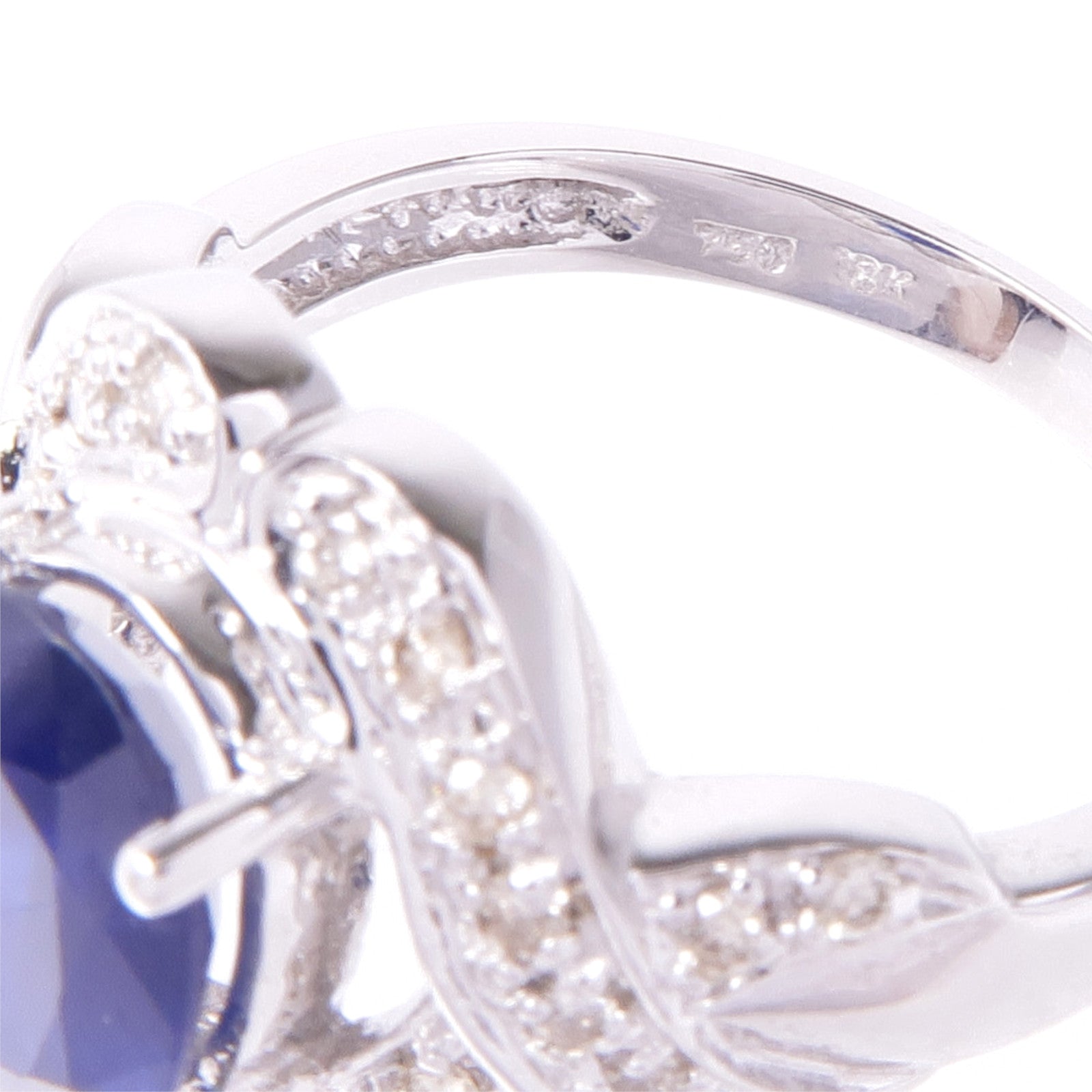 JEWELRY 18K白金Sapphire Diamond Ring藍寶石/鑽石戒指US#6.25