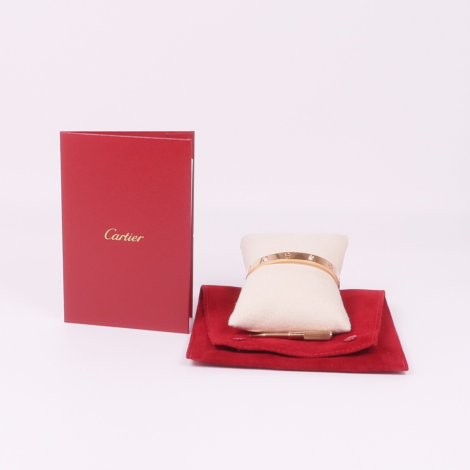 CARTIER 18K玫瑰金Love Bracelet 4 Diamonds鑽石手鐲Cartier#17