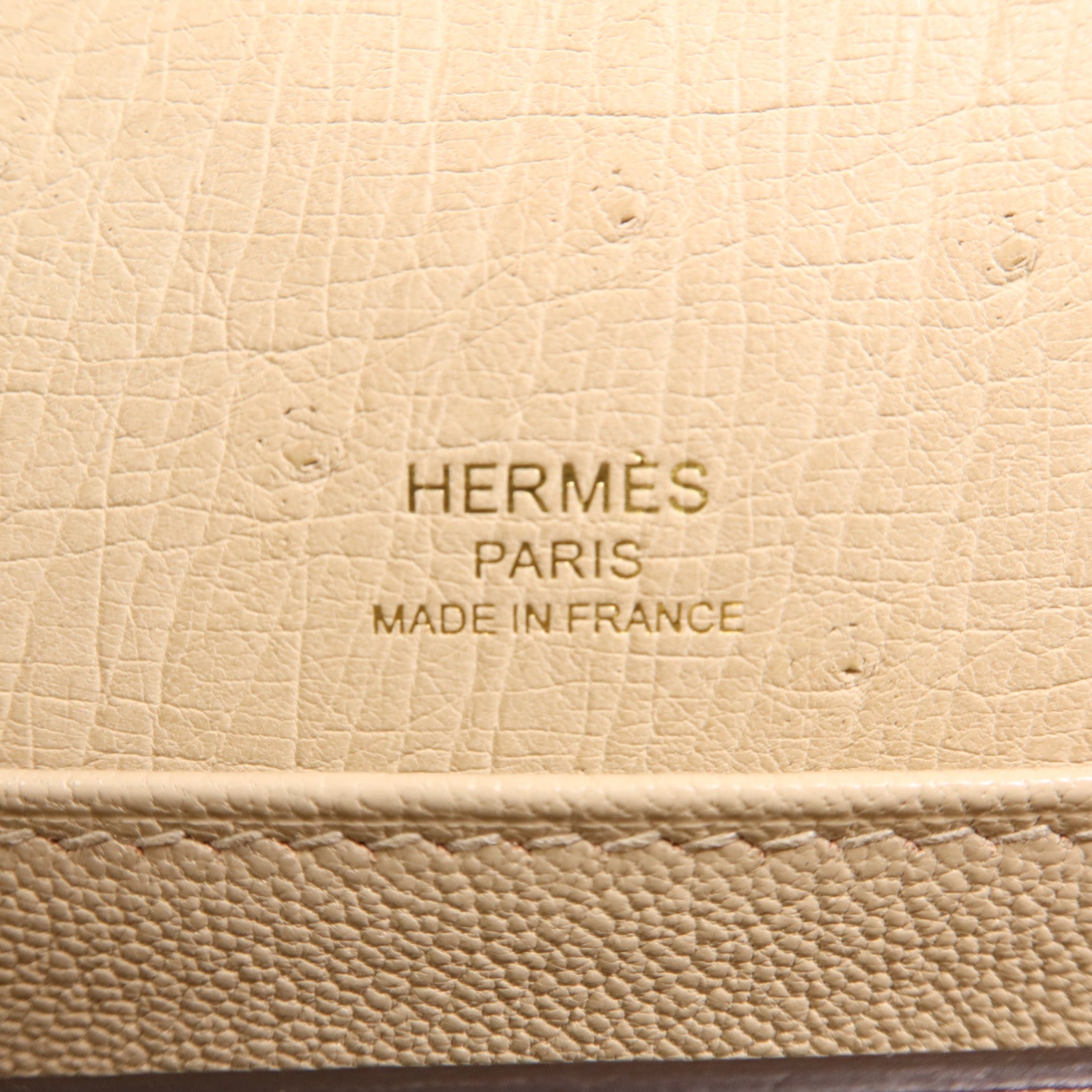 HERMES Ostrich皮革Mini Roulis金扣肩背袋Vanille