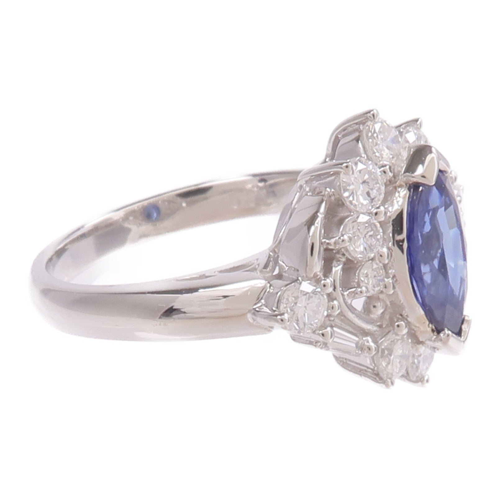JEWELRY PT900鉑金Sapphire Diamond Ring藍寶石/鑽石戒指US#6.5
