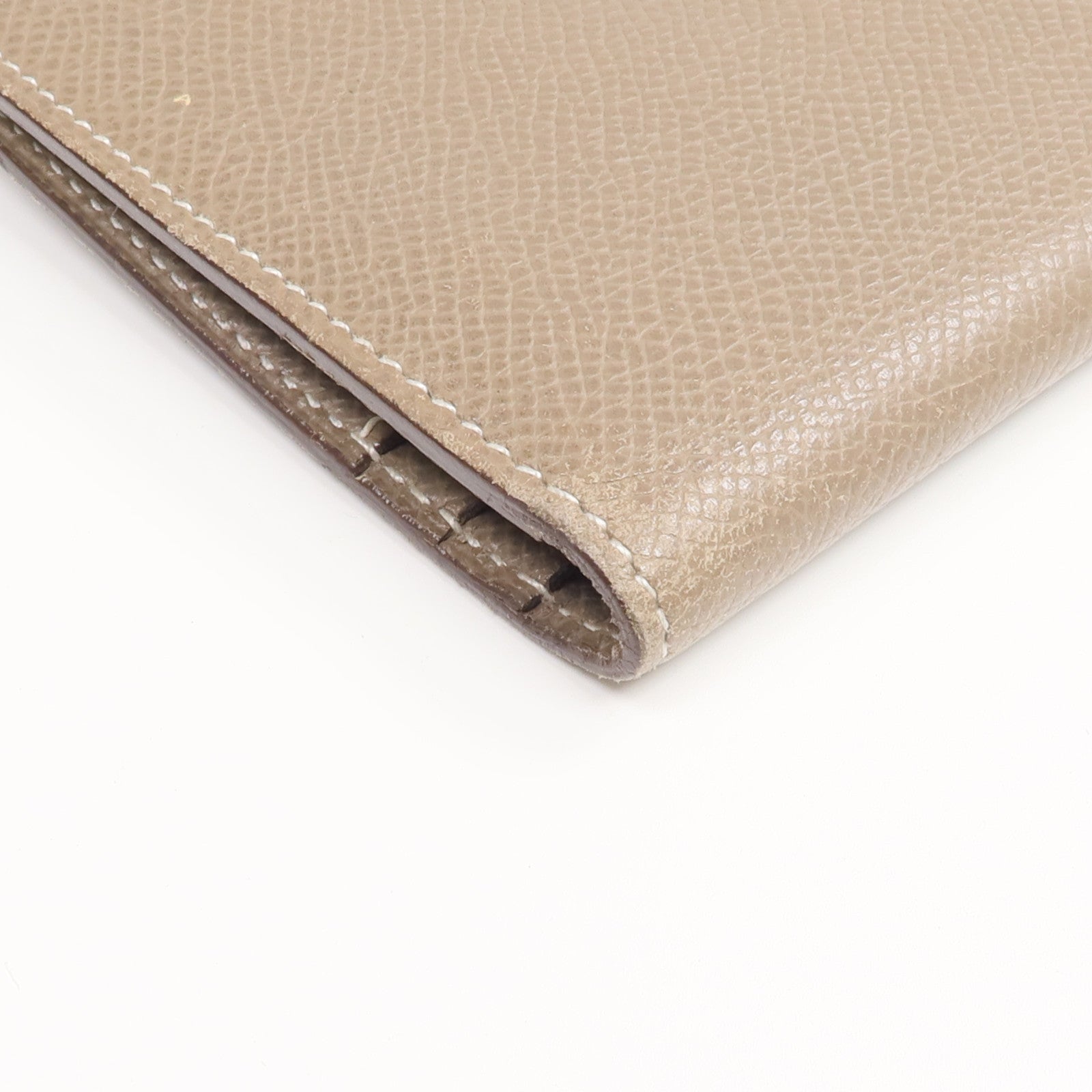 HERMES 【激減優惠】Epsom皮革Bearn Long Wallet銀扣長錢包Etoupe