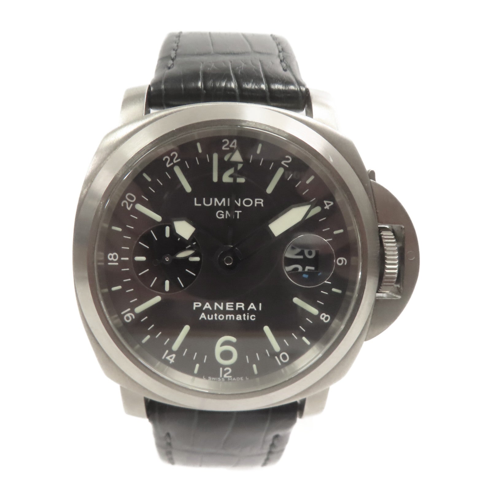 PANERAI Luminor GMT 44mm鈦/皮革帶手錶自動機芯黑色