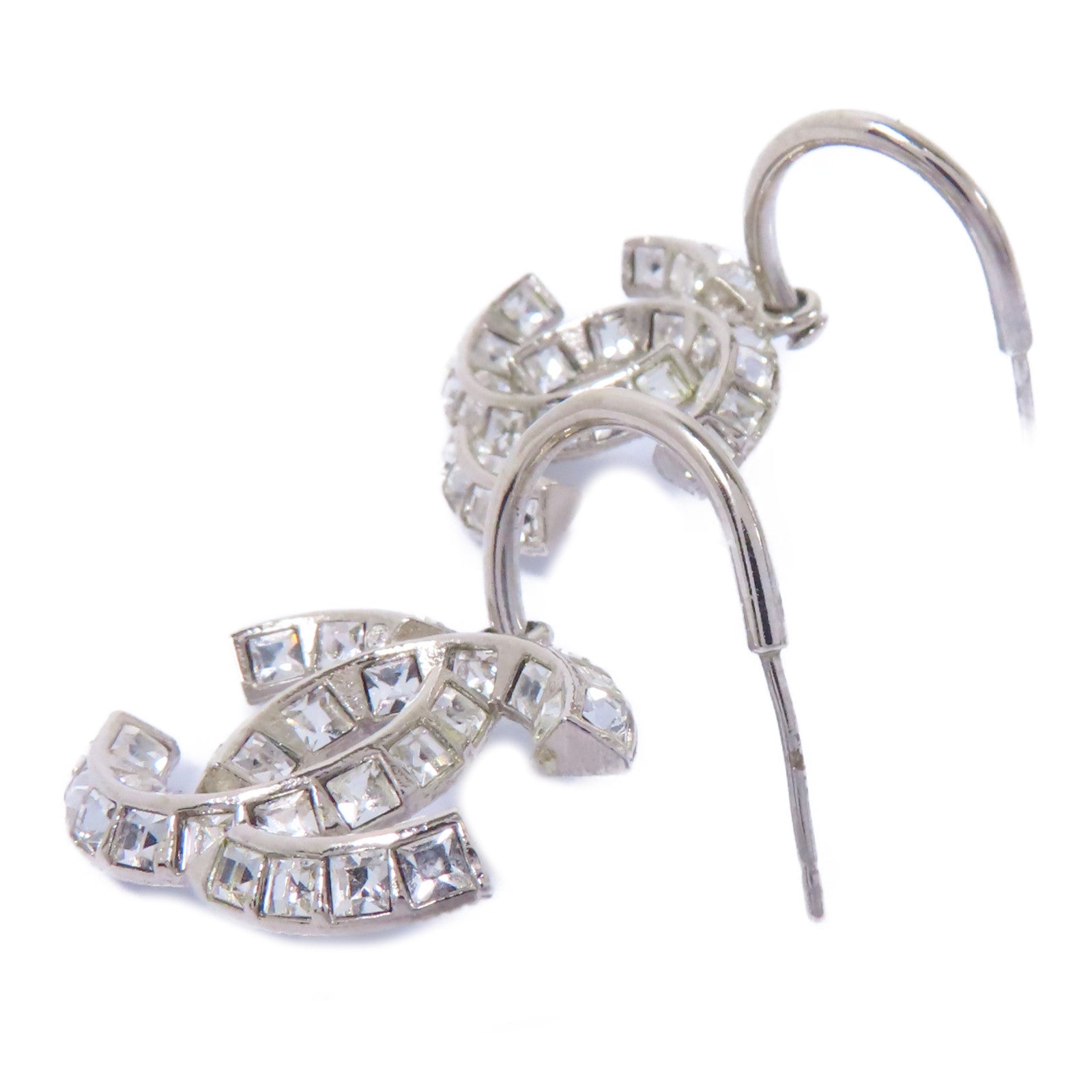 CHANEL 金屬/水晶Earrings耳環銀色