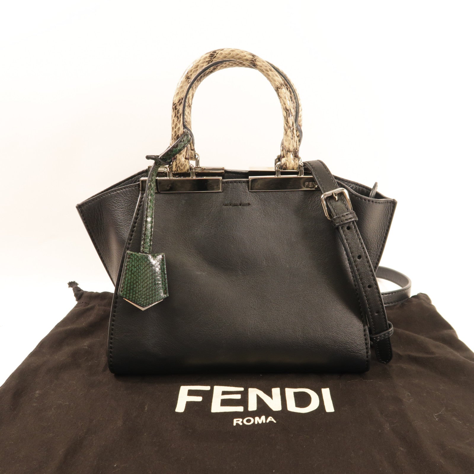 FENDI 【激減優惠】牛皮皮革2 Jours銀扣手挽肩背兩用袋灰色