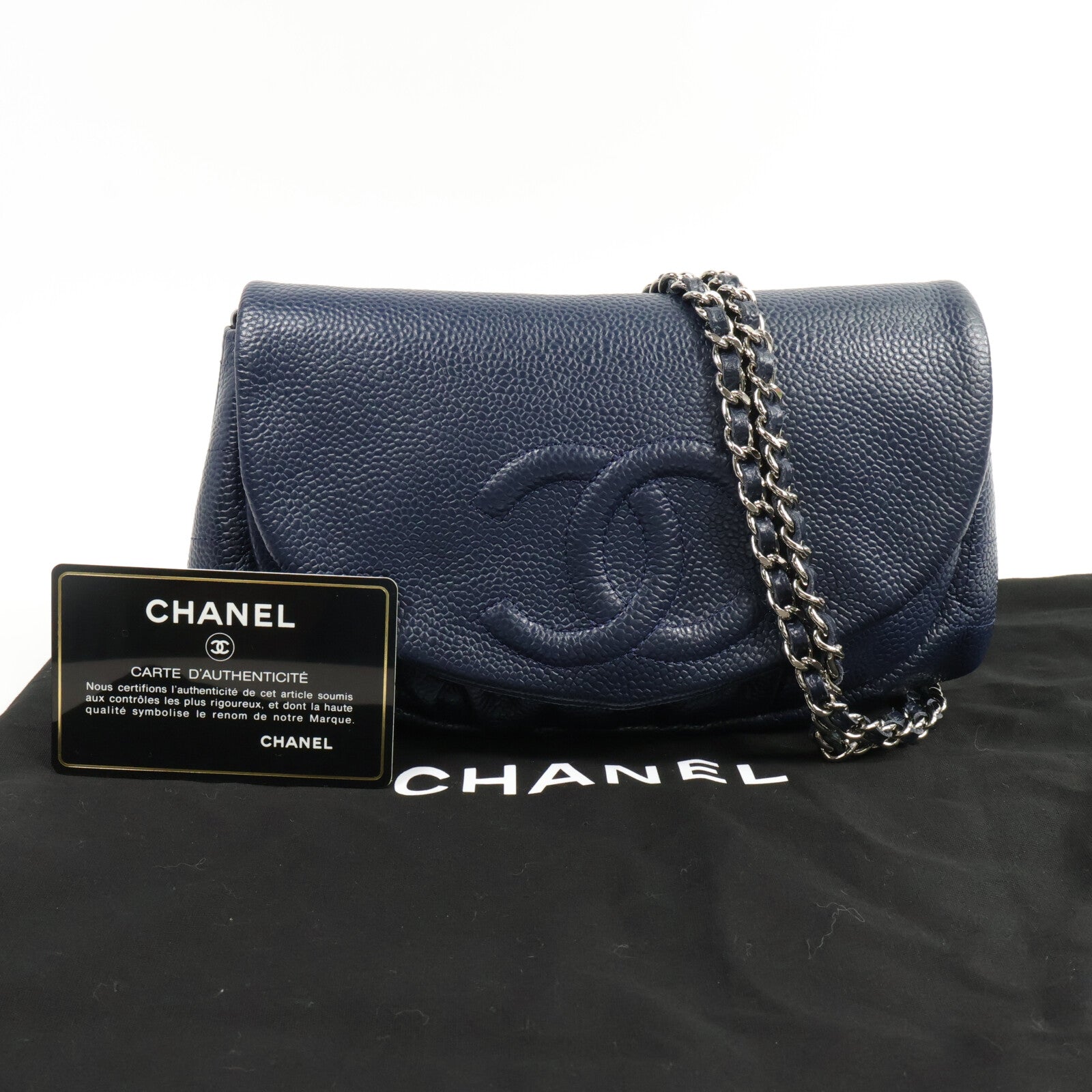 CHANEL 牛皮皮革Half Moon WOC鏈帶肩背袋