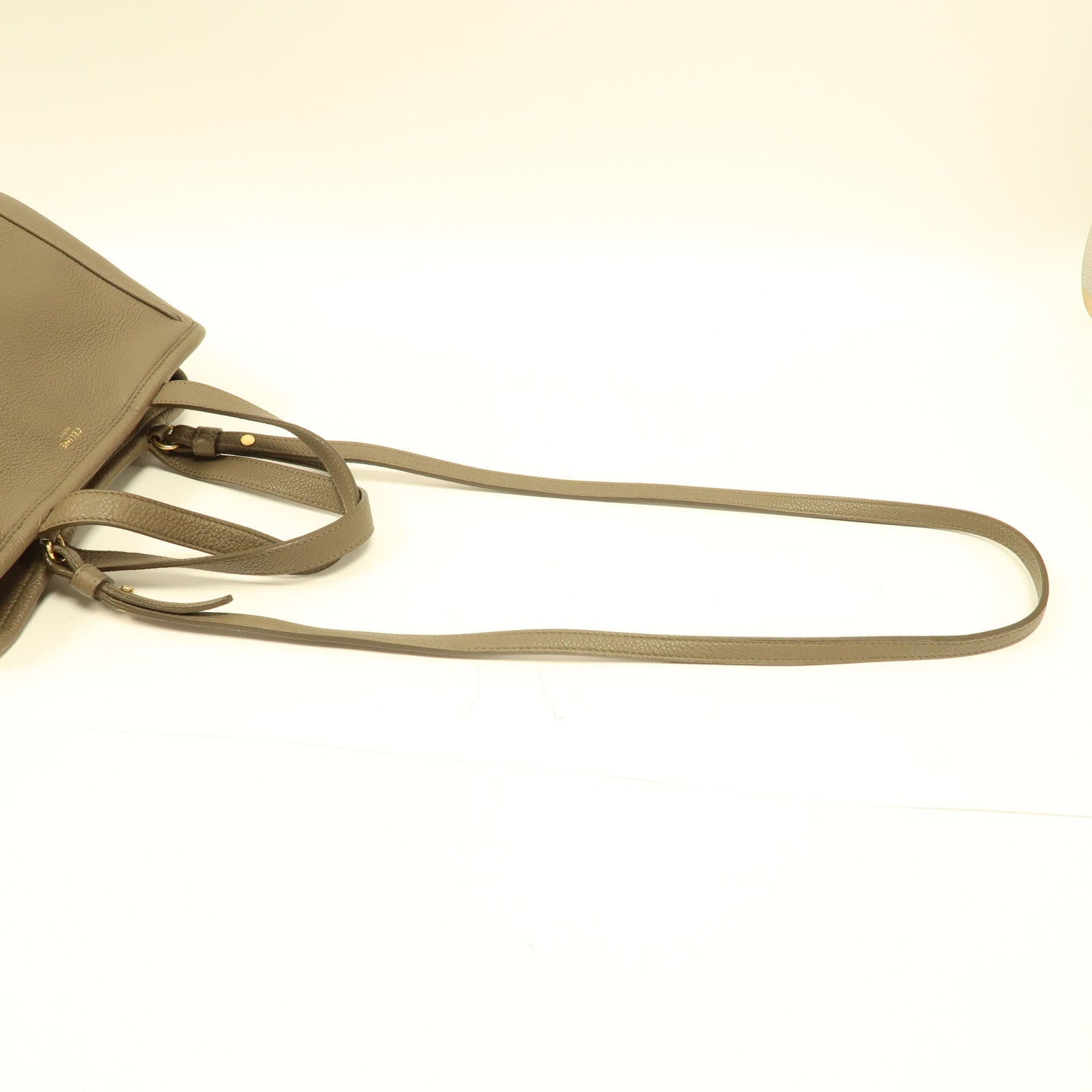 CELINE 牛皮皮革2 Way Shoulder金扣手挽肩背兩用袋灰色