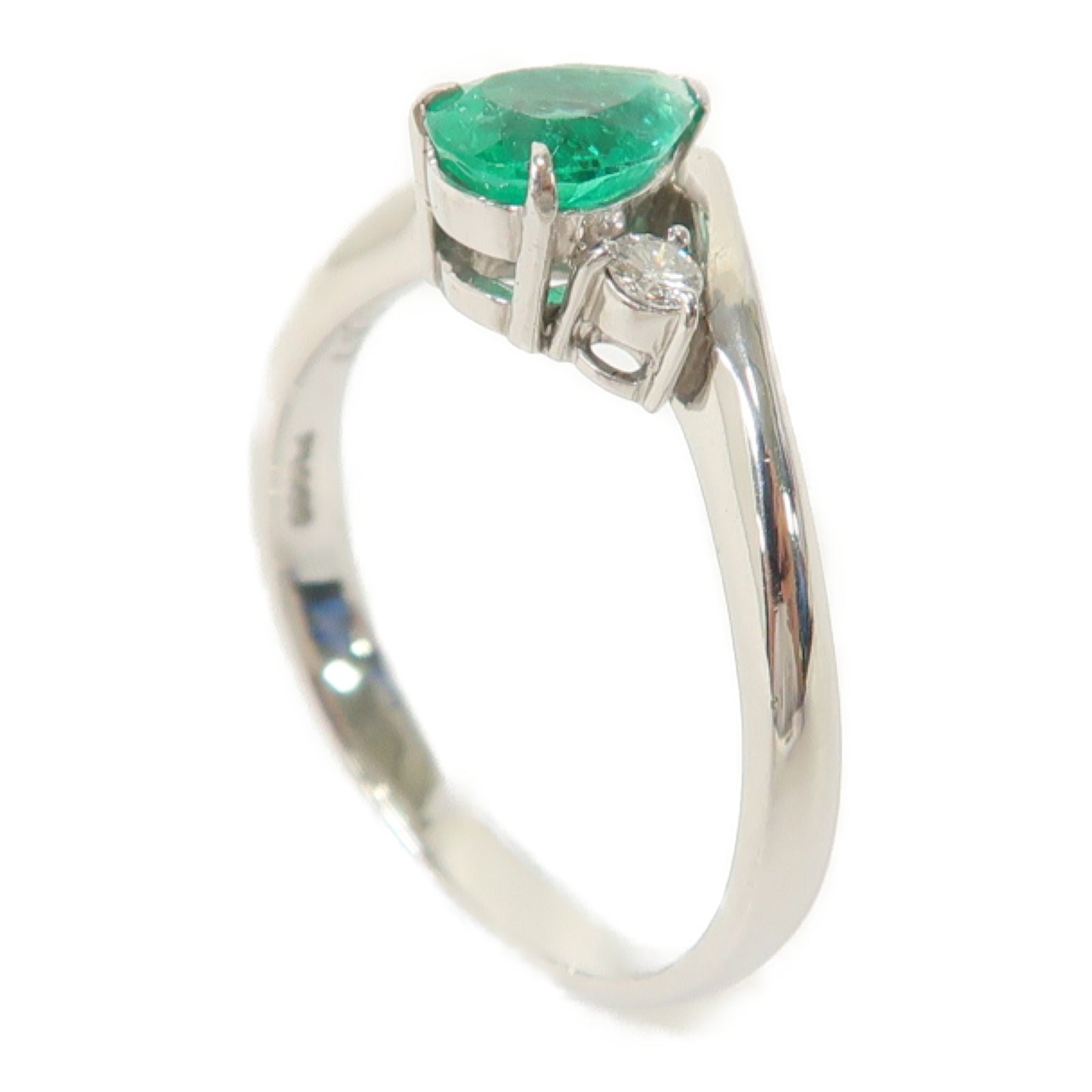 JEWELRY 【激減優惠】PT900鉑金Emerald Diamond Ring 0.67ct綠寶石/0.10ct鑽石戒指US#8.5