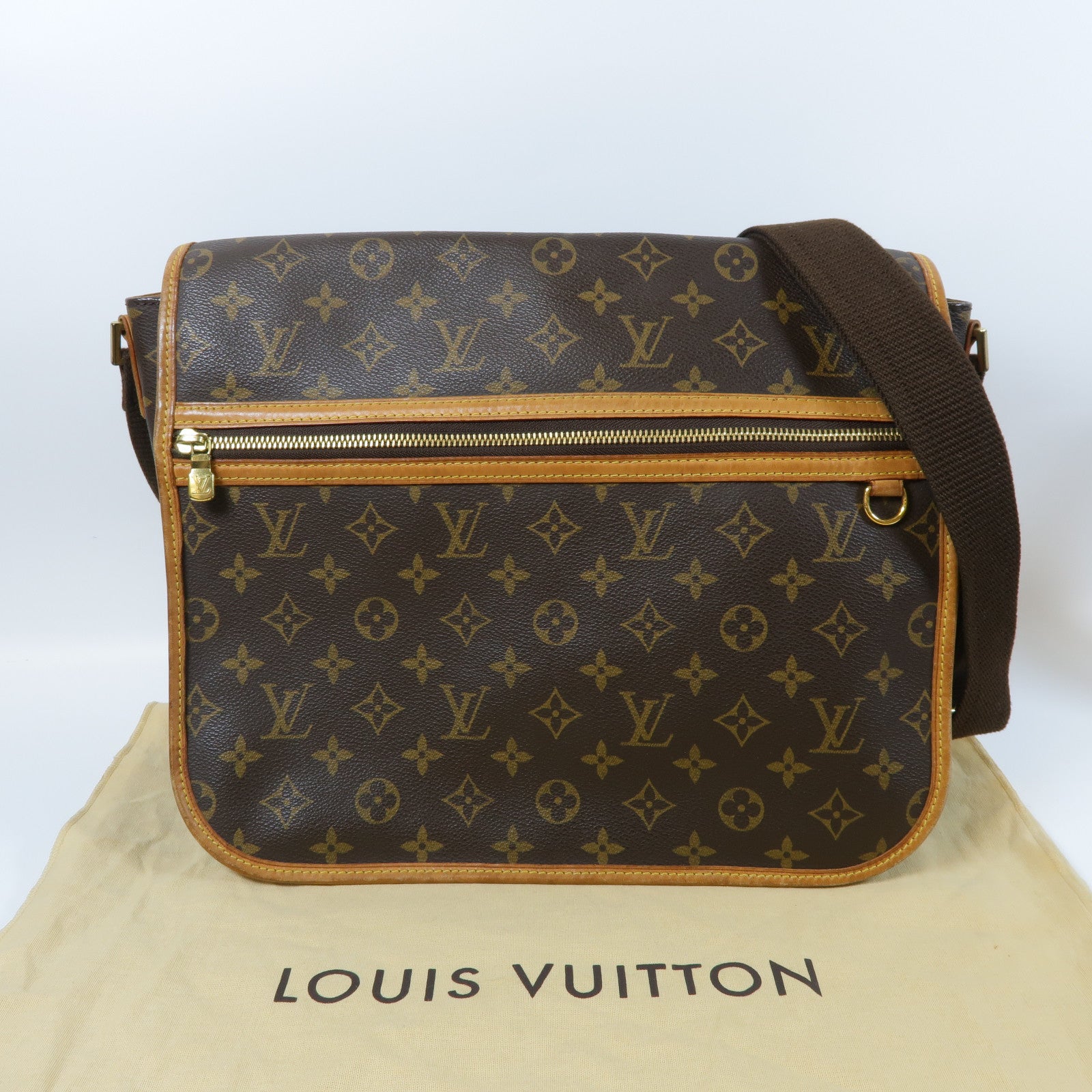 LOUIS VUITTON 【激減優惠】Monogram Bosphore GM金扣肩背袋啡色