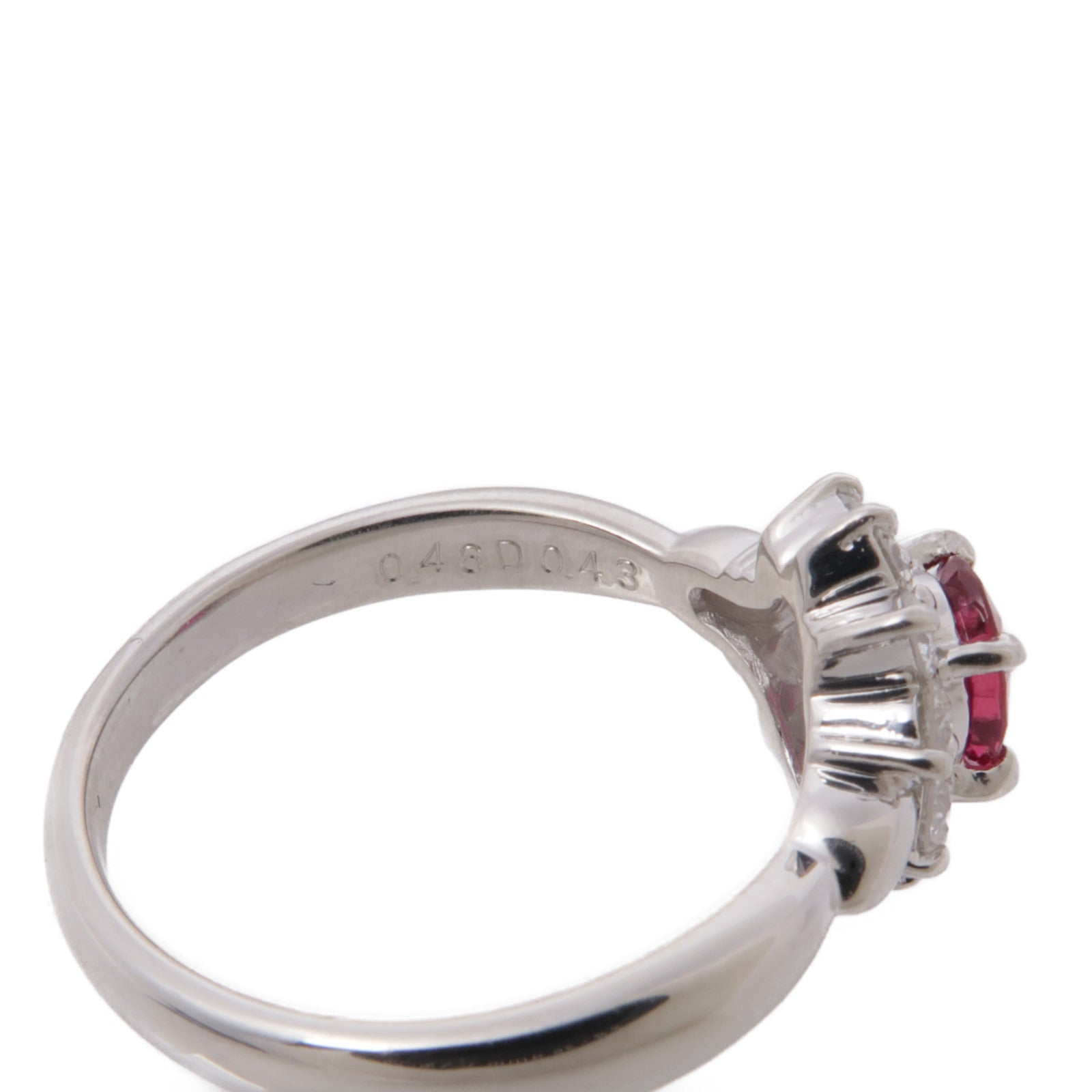 JEWELRY 【激減優惠】PT900鉑金Ruby Diamond Ring紅寶石/鑽石項鍊US#6