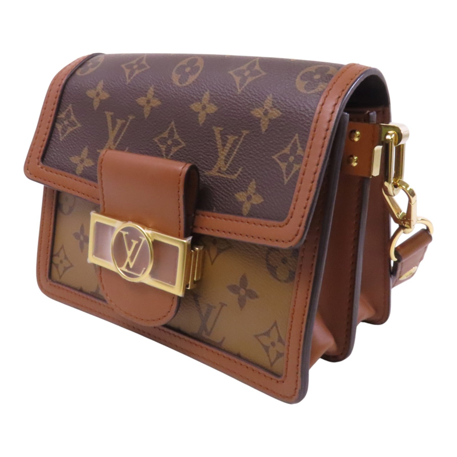 LOUIS VUITTON Monogram Reverse Mini Dauphine金扣肩背袋