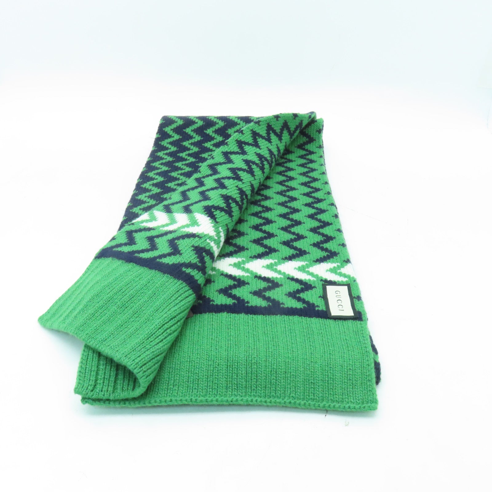 GUCCI 【激減優惠】羊毛Scarf 20x180cm頸巾綠色/深藍色