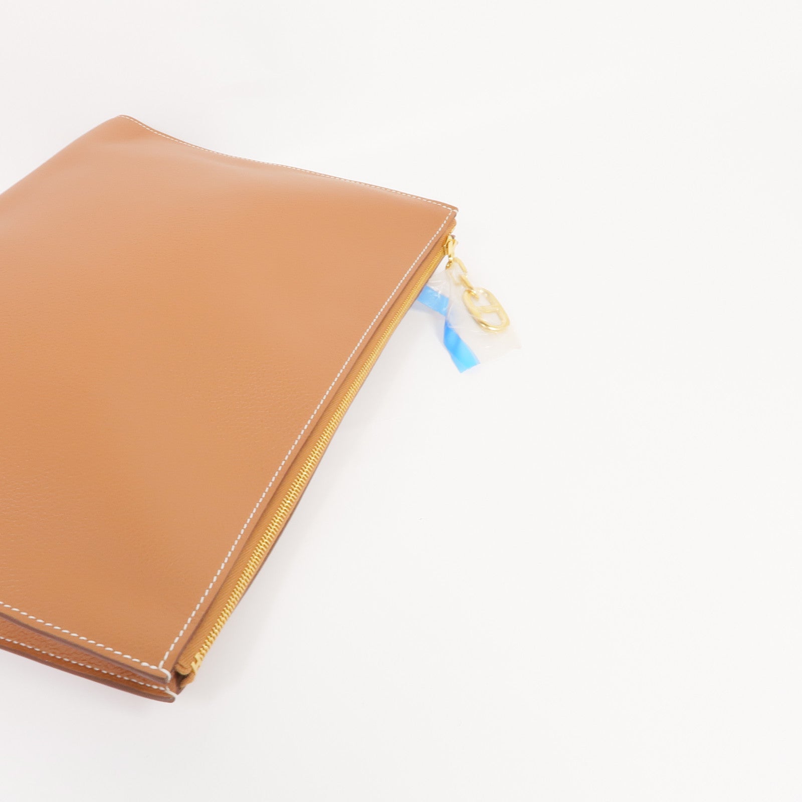 HERMES Evercolor皮革Zipengo GM金扣手拿包Gold