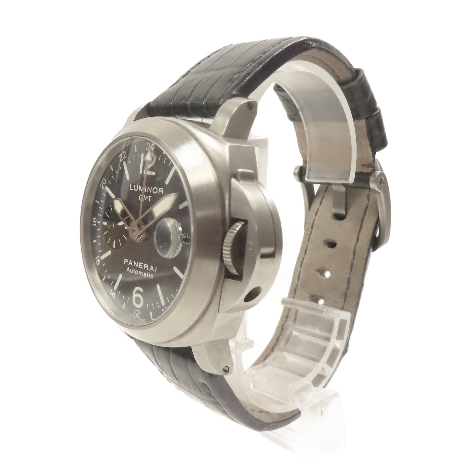 PANERAI Luminor GMT 44mm鈦/皮革帶手錶自動機芯黑色