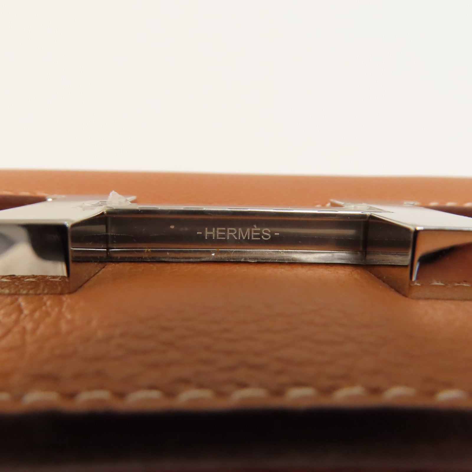 HERMES Evercolor皮革Constance Slim銀扣錢包啡色