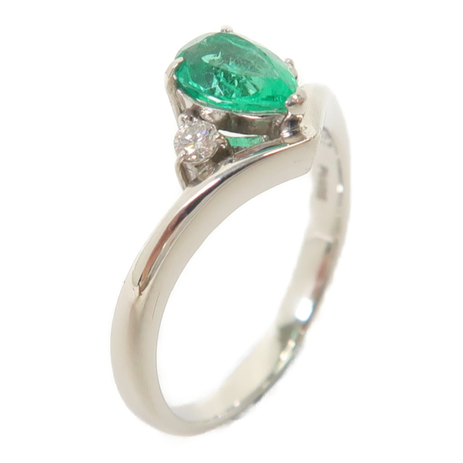 JEWELRY 【激減優惠】PT900鉑金Emerald Diamond Ring 0.67ct綠寶石/0.10ct鑽石戒指US#8.5