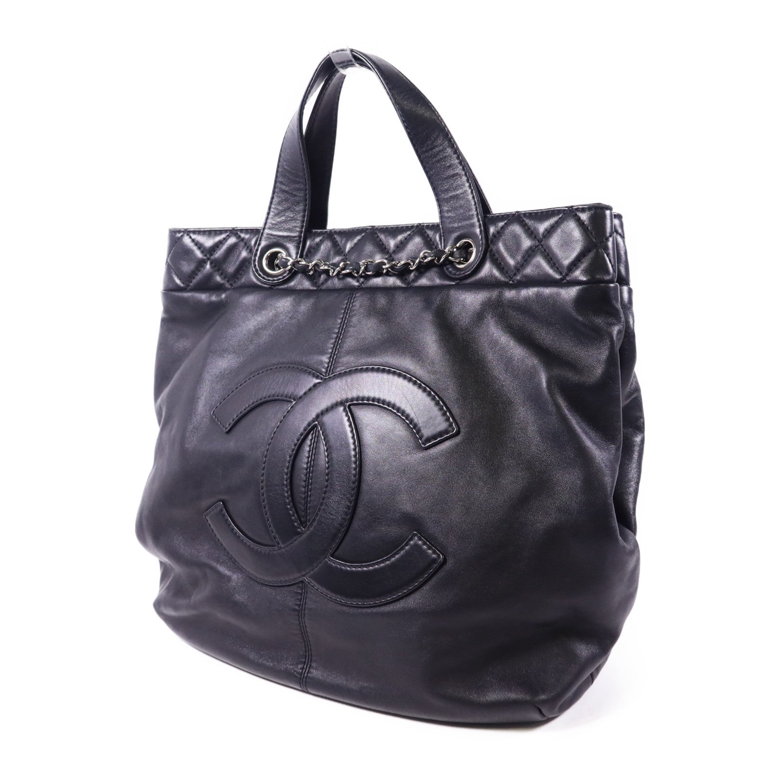 CHANEL 羊皮皮革2 Way Shoulder Bag銀扣手挽肩背兩用袋