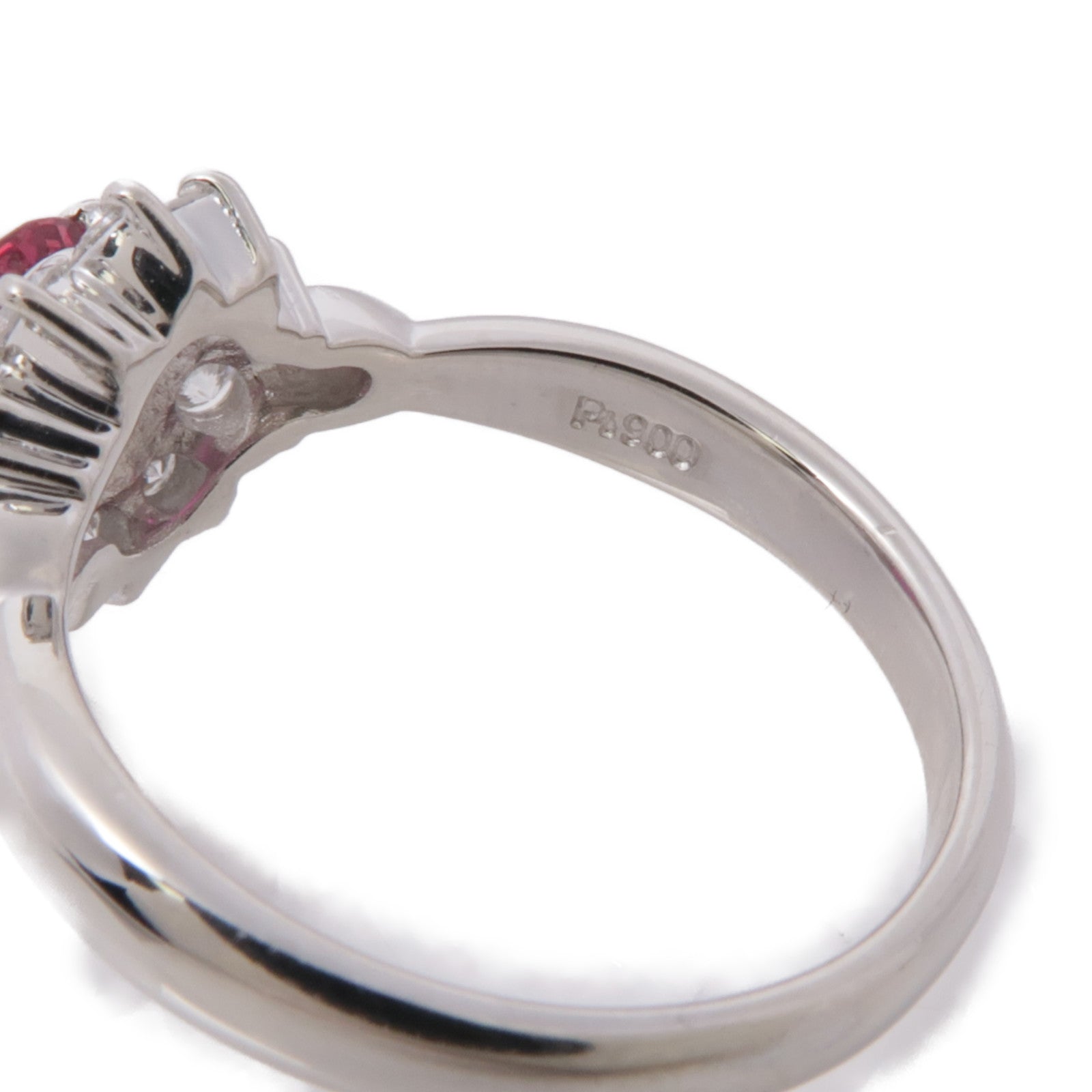 JEWELRY 【激減優惠】PT900鉑金Ruby Diamond Ring紅寶石/鑽石項鍊US#6