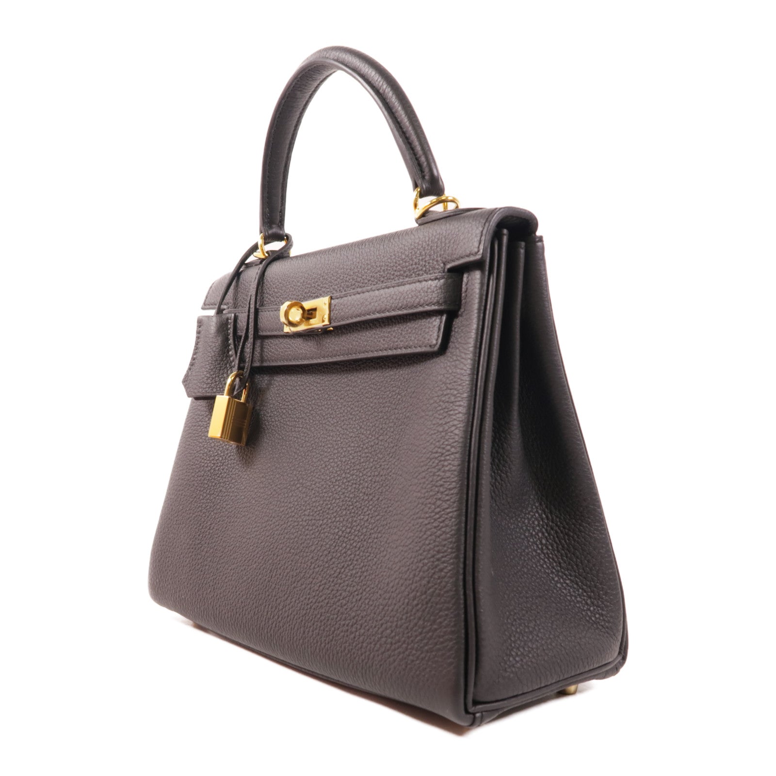 HERMES Togo皮革Kelly 25金扣手挽肩背兩用袋89 Noir