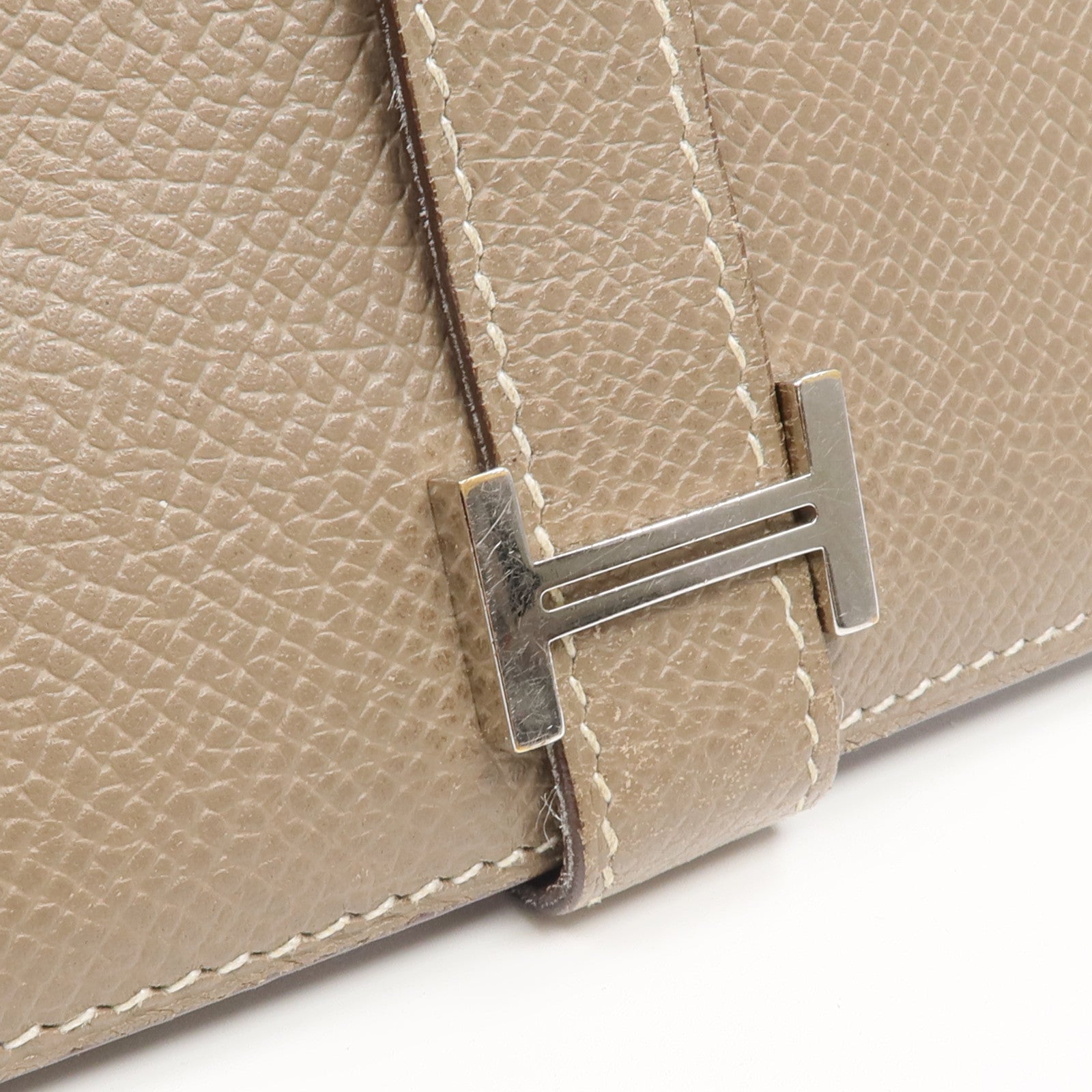 HERMES 【激減優惠】Epsom皮革Bearn Long Wallet銀扣長錢包Etoupe