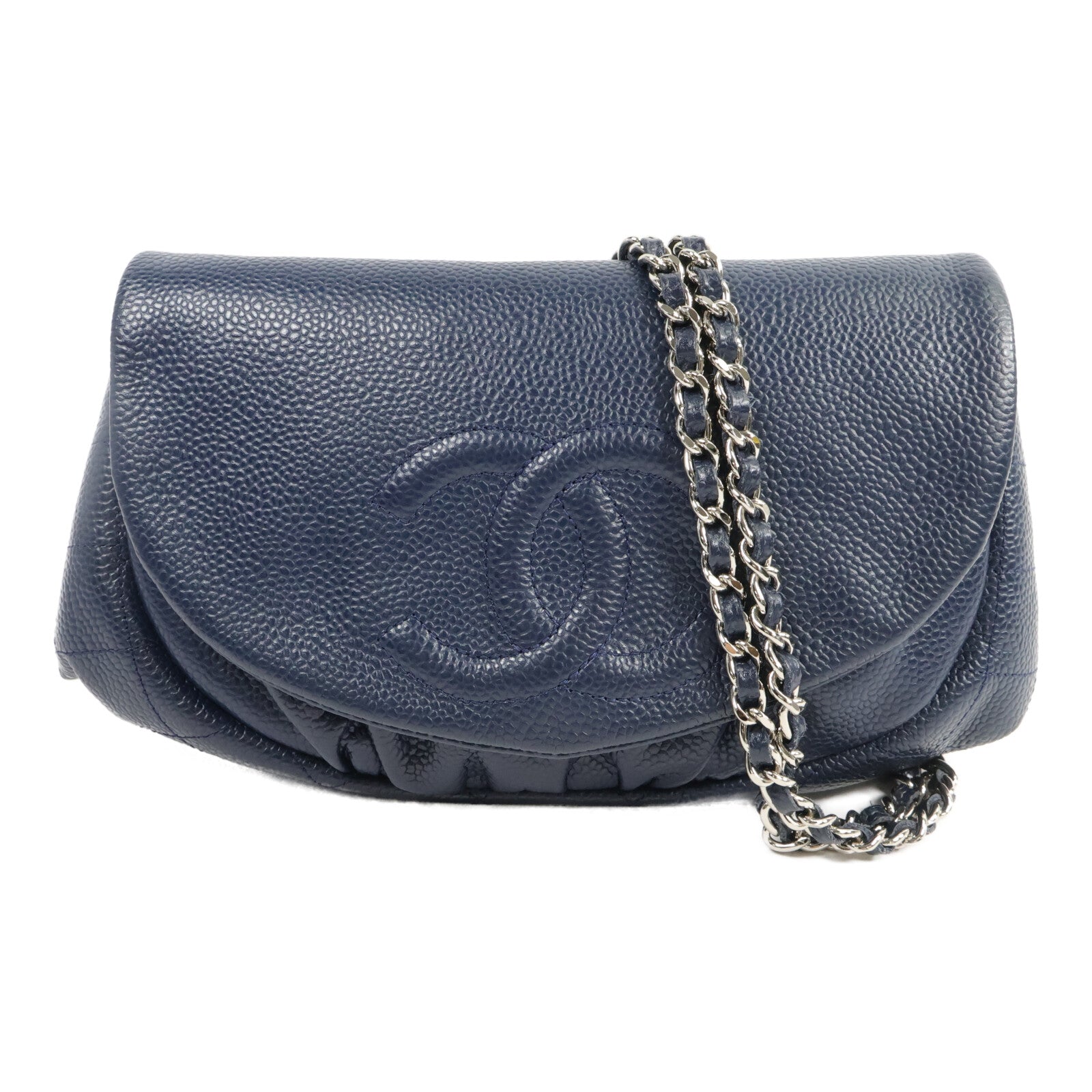 CHANEL 牛皮皮革Half Moon WOC鏈帶肩背袋