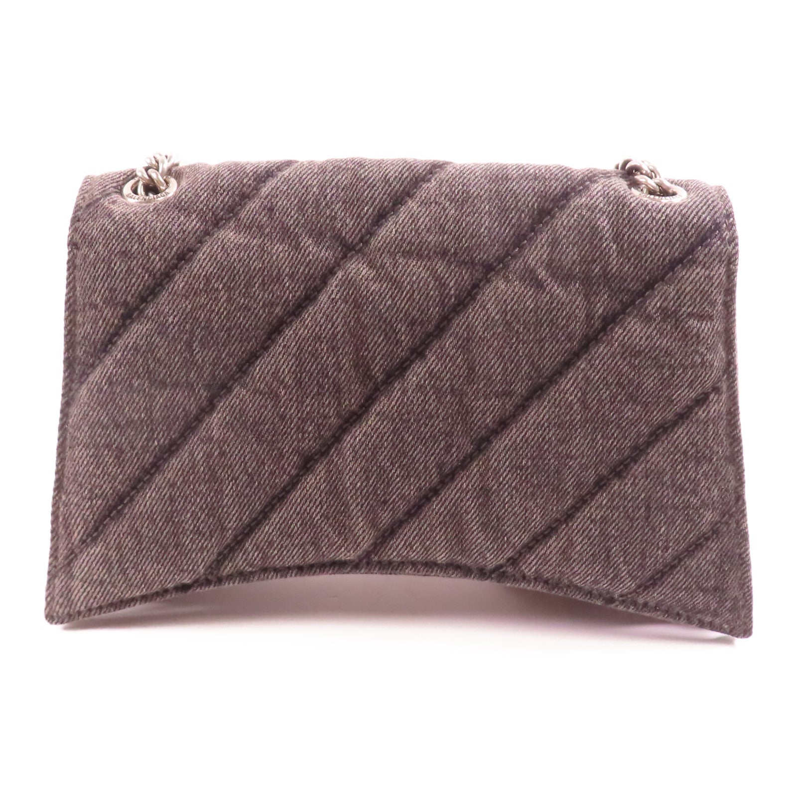 BALENCIAGA SHW Crush Chain Shoulder Bag Denim 736016 Black