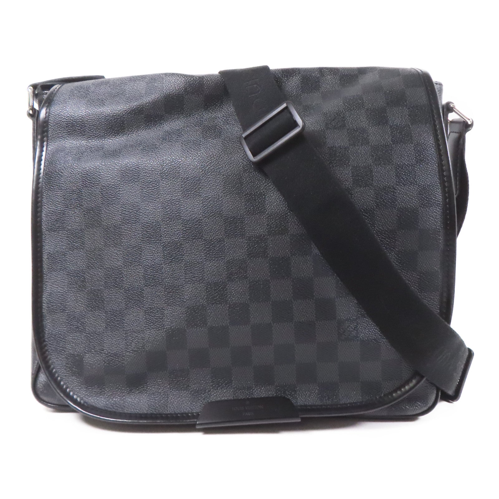 LOUIS VUITTON Damier Graghite Daniel MM銀扣肩背袋