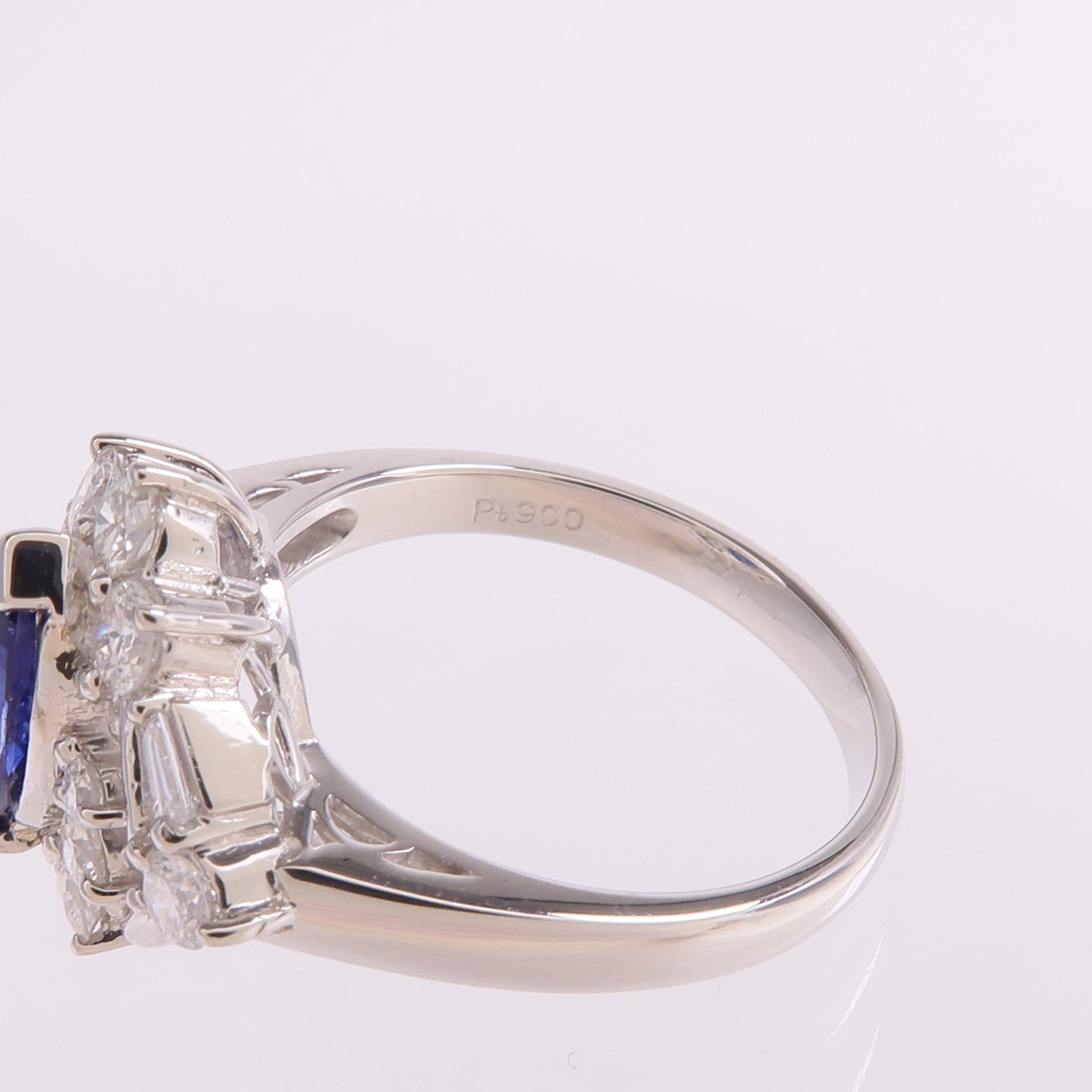 JEWELRY PT900鉑金Sapphire Diamond Ring藍寶石/鑽石戒指US#6.5